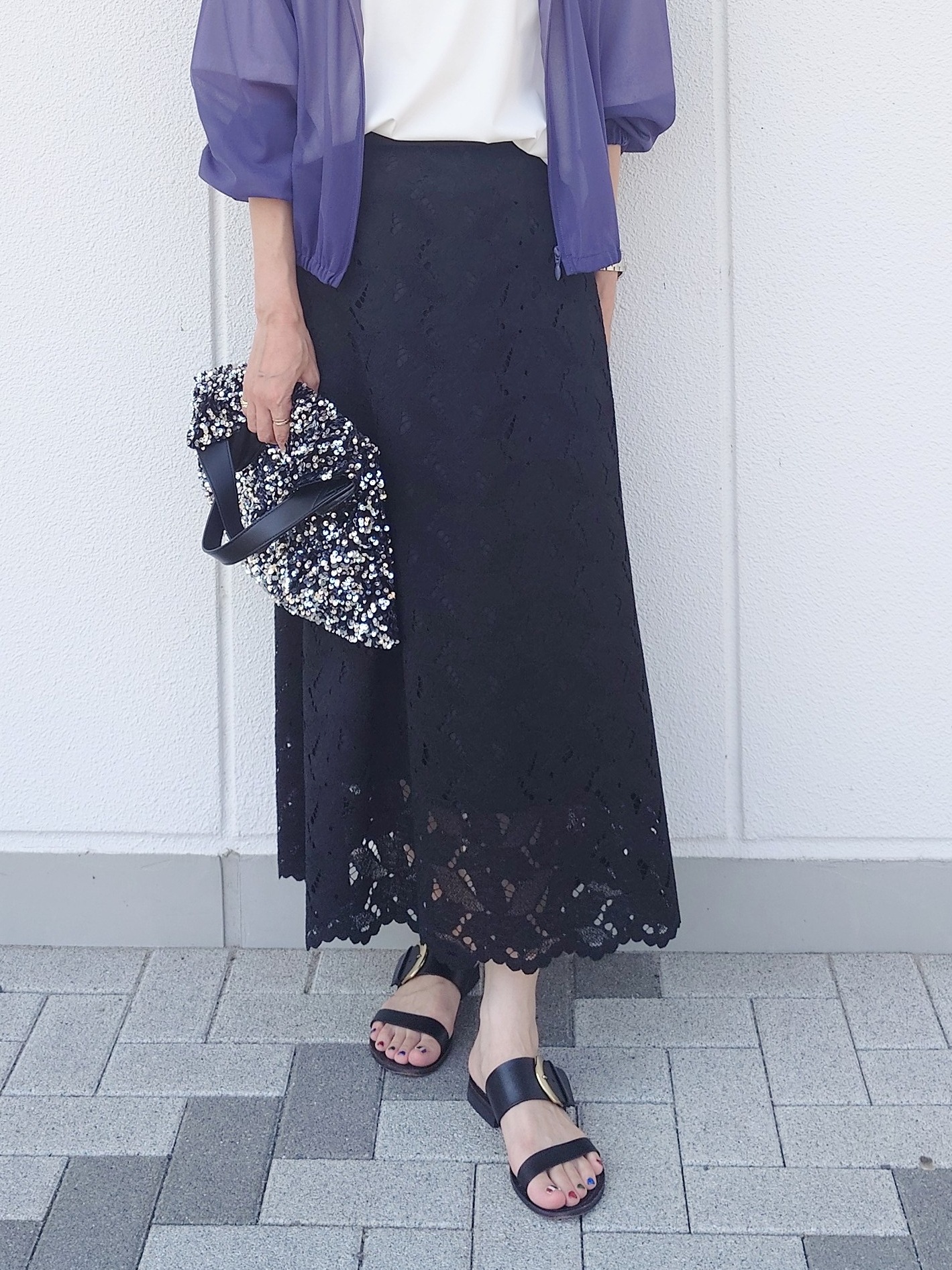 MUTSUKOさんの「UNTITLED｜トリコットシアーブラウス」を使ったコーディネート