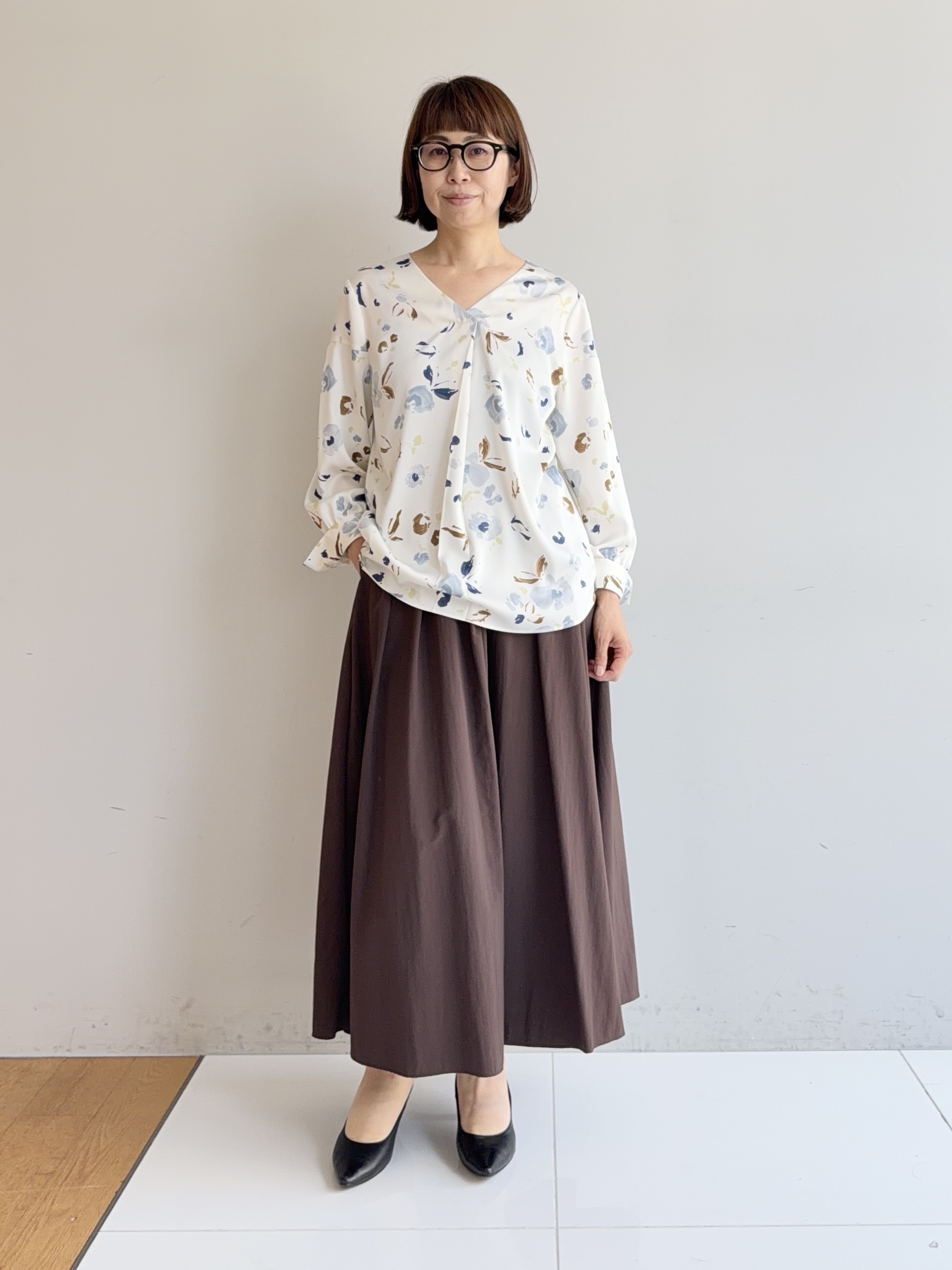 murayamaさんの「INDIVI｜【ラム革／美脚／通勤】レザーパンプス」を使ったコーディネート