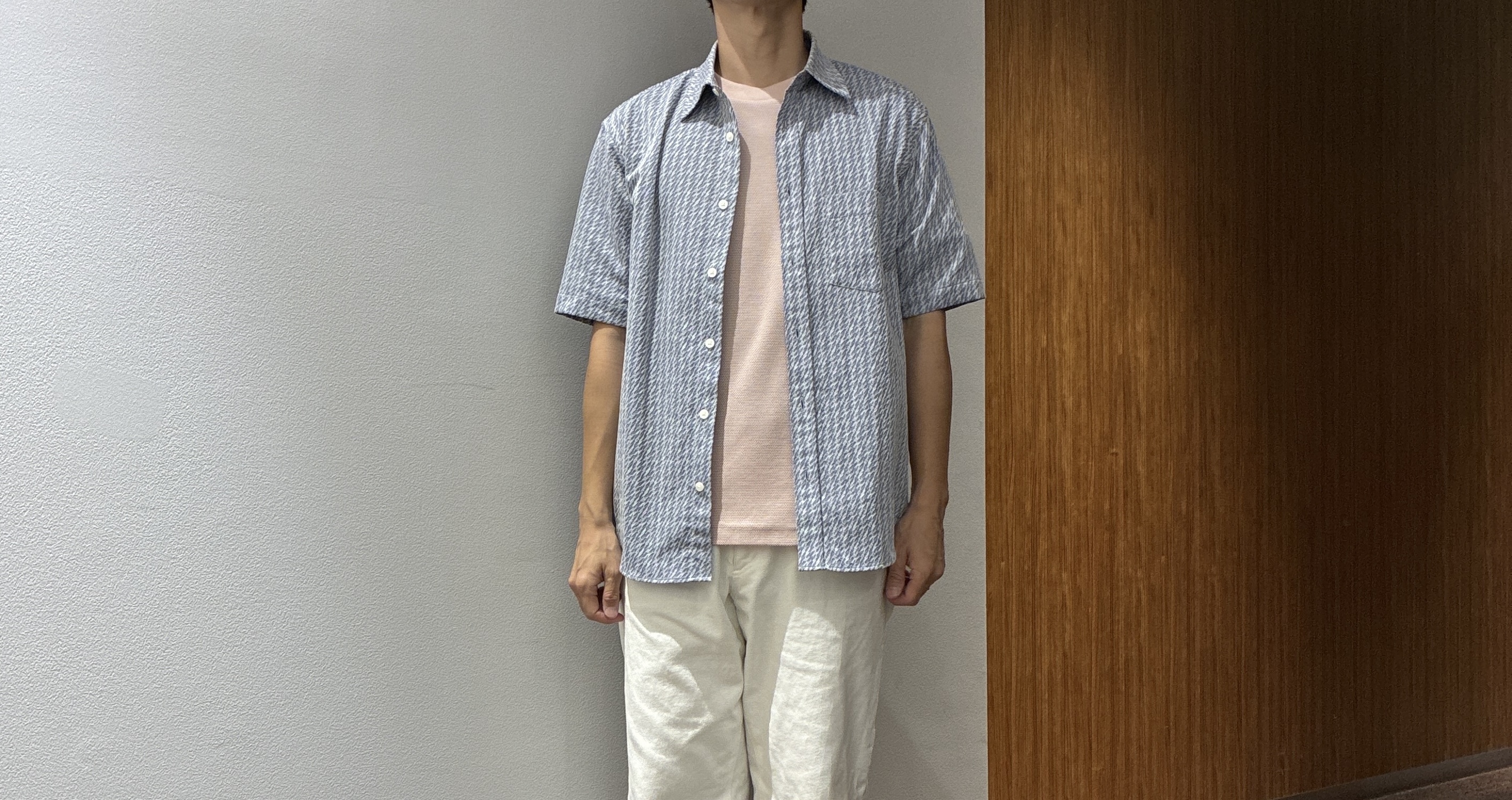 わいずみさんの「TAKEO KIKUCHI｜播州織り 千鳥 半袖シャツ」を使ったコーディネート