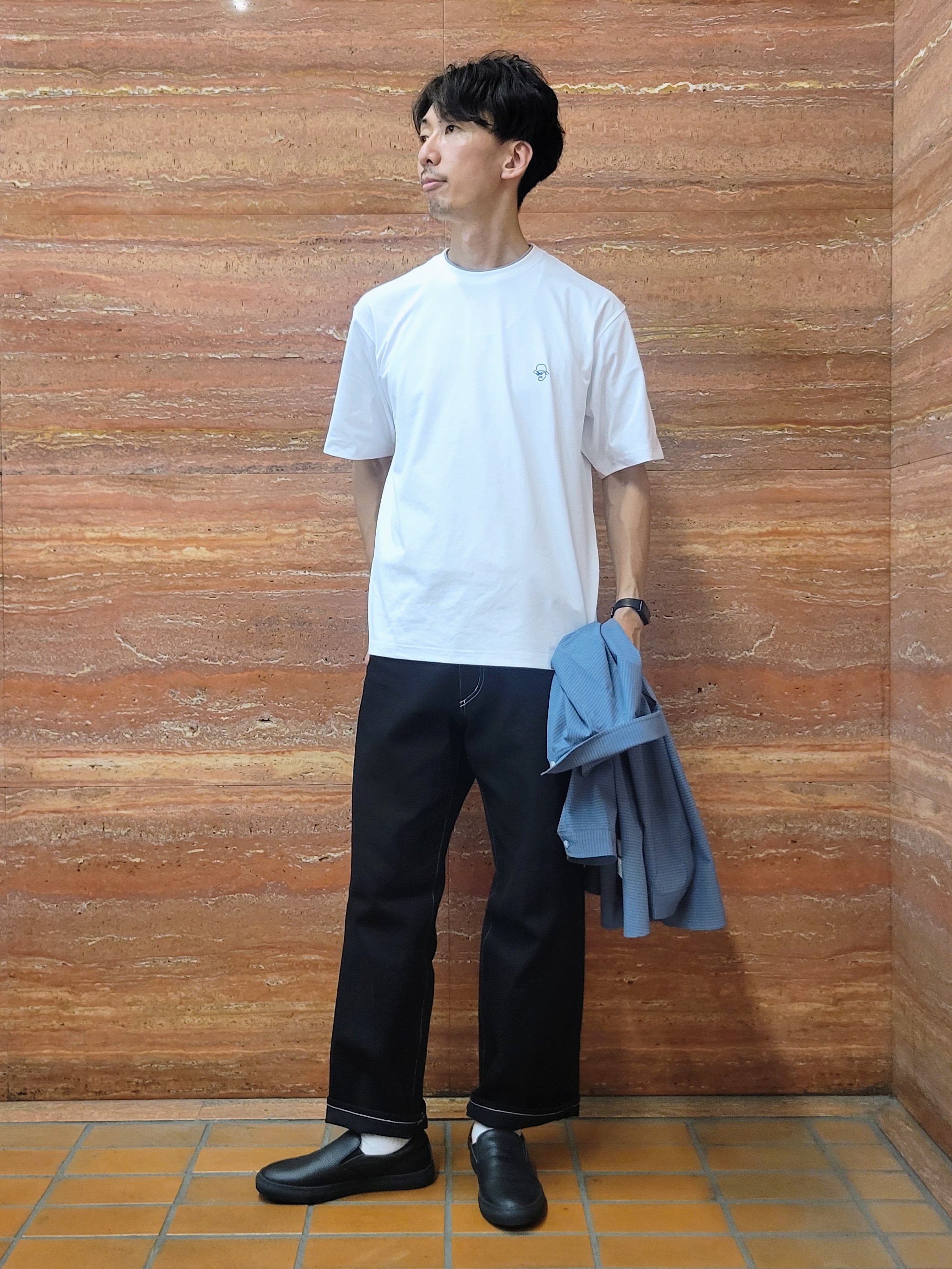 piroyaさんの「TAKEO KIKUCHI｜【日本製】JFP DotAir（R）サッカー7分袖シャツ」を使ったコーディネート