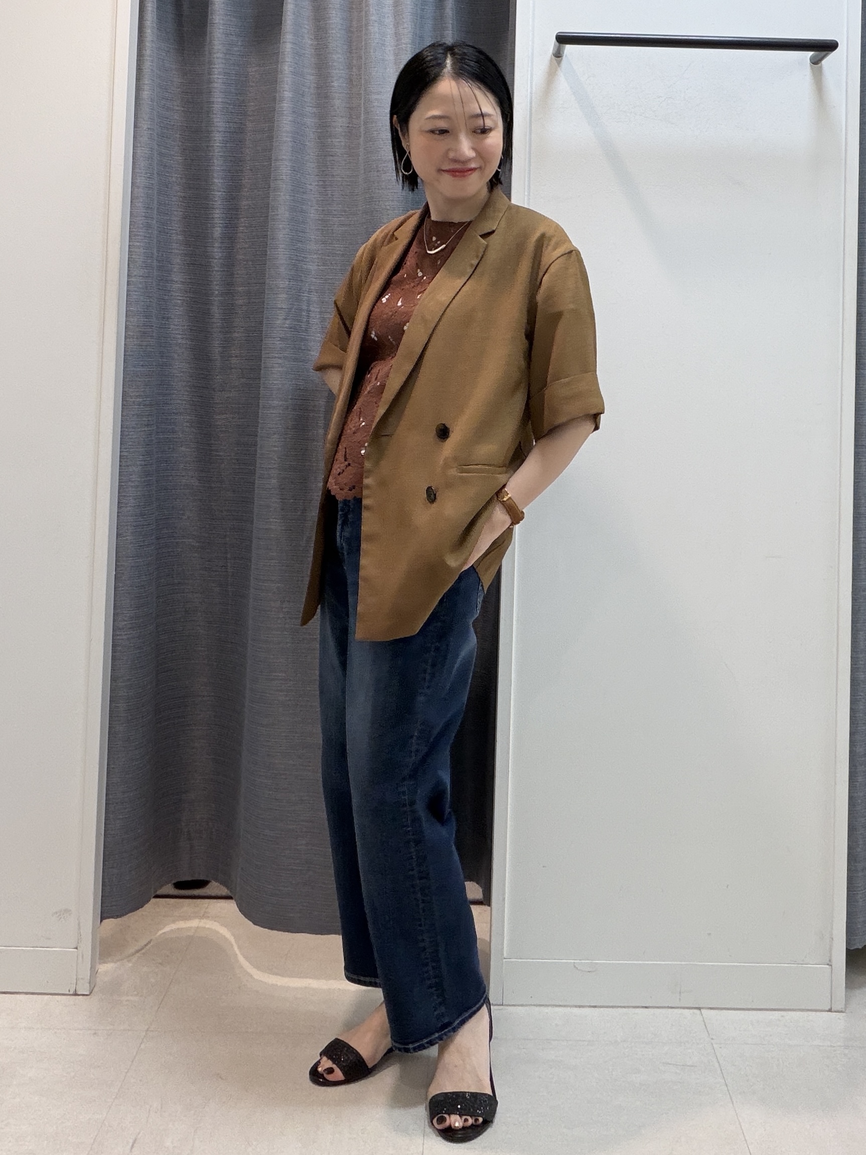 shihoさんの「INDIVI｜【洗える／メッシュ素材／SETUP可能】半袖シアージャケット」を使ったコーディネート