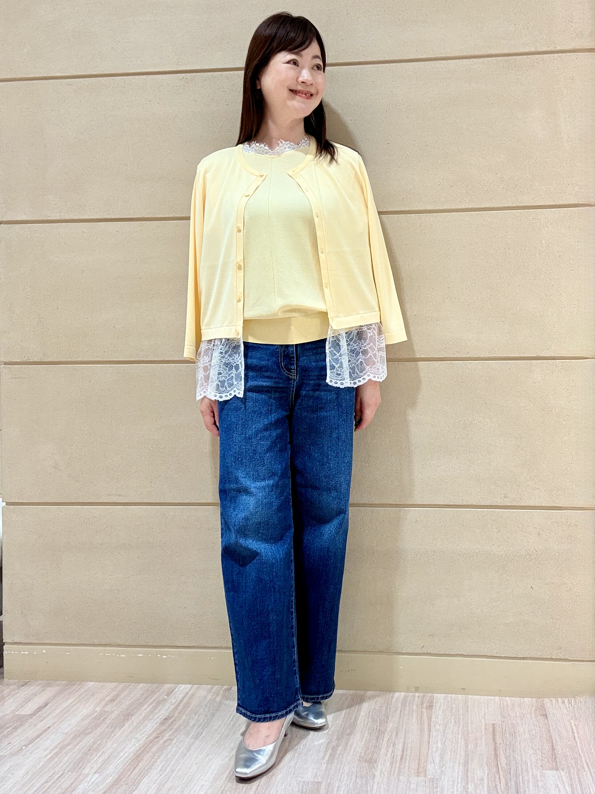Marさんの「Reflect｜【二の腕カバー／手洗い可】ネックレース フレンチスリーブニット」を使ったコーディネート