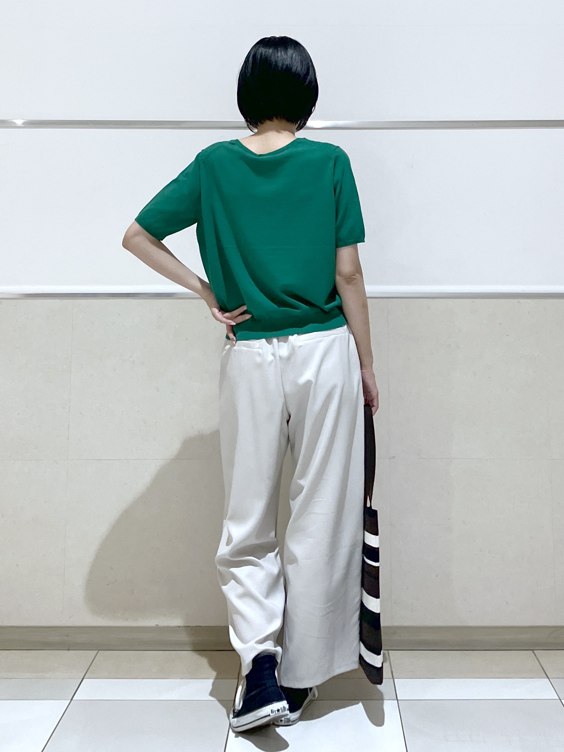 eriko さんの「Dessin｜【9色展開/接触冷感/UVカット】ドライタッチサマーニットT」を使ったコーディネート