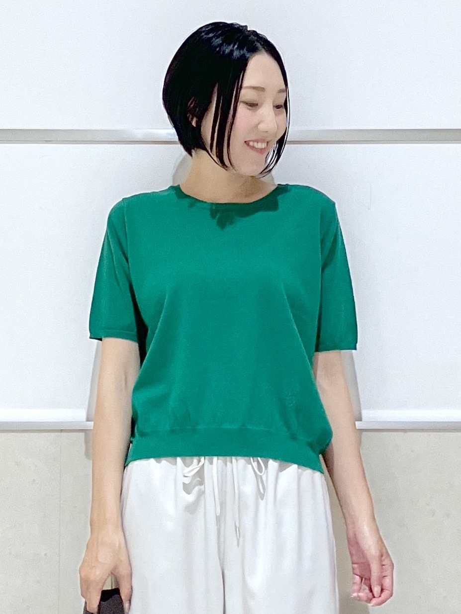 eriko さんの「Dessin｜【9色展開/接触冷感/UVカット】ドライタッチサマーニットT」を使ったコーディネート