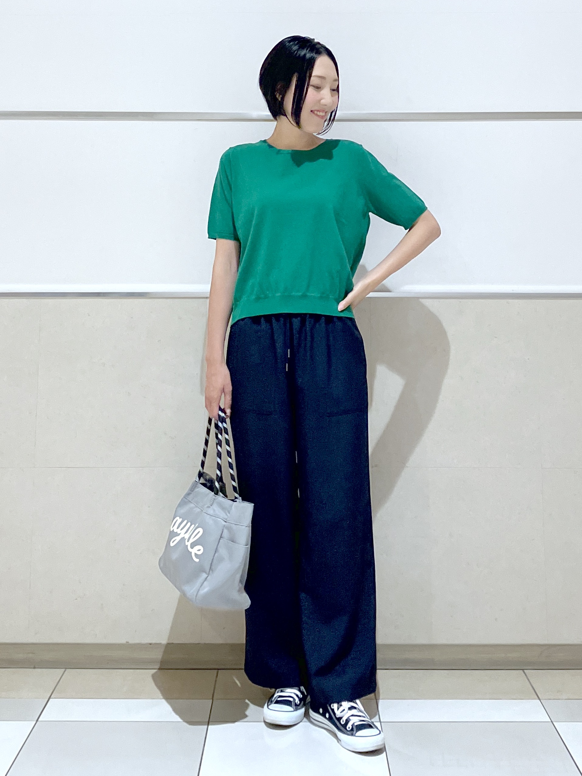 eriko さんの「Dessin｜【9色展開/接触冷感/UVカット】ドライタッチサマーニットT」を使ったコーディネート