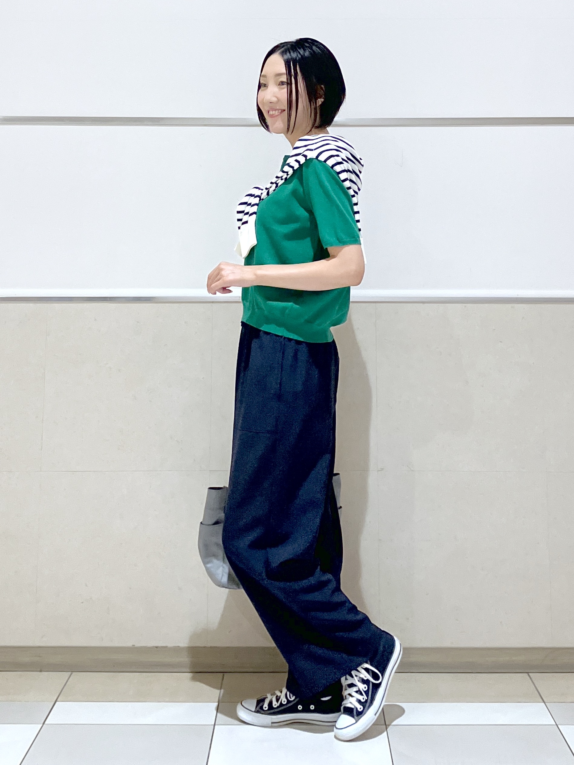 eriko さんの「Dessin｜【9色展開/接触冷感/UVカット】ドライタッチサマーニットT」を使ったコーディネート