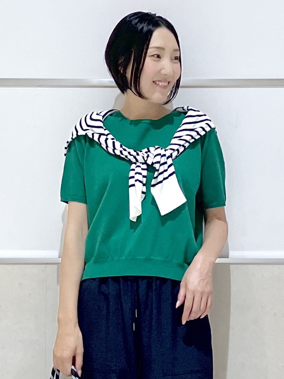 eriko さんの「Dessin｜【9色展開/接触冷感/UVカット】ドライタッチサマーニットT」を使ったコーディネート