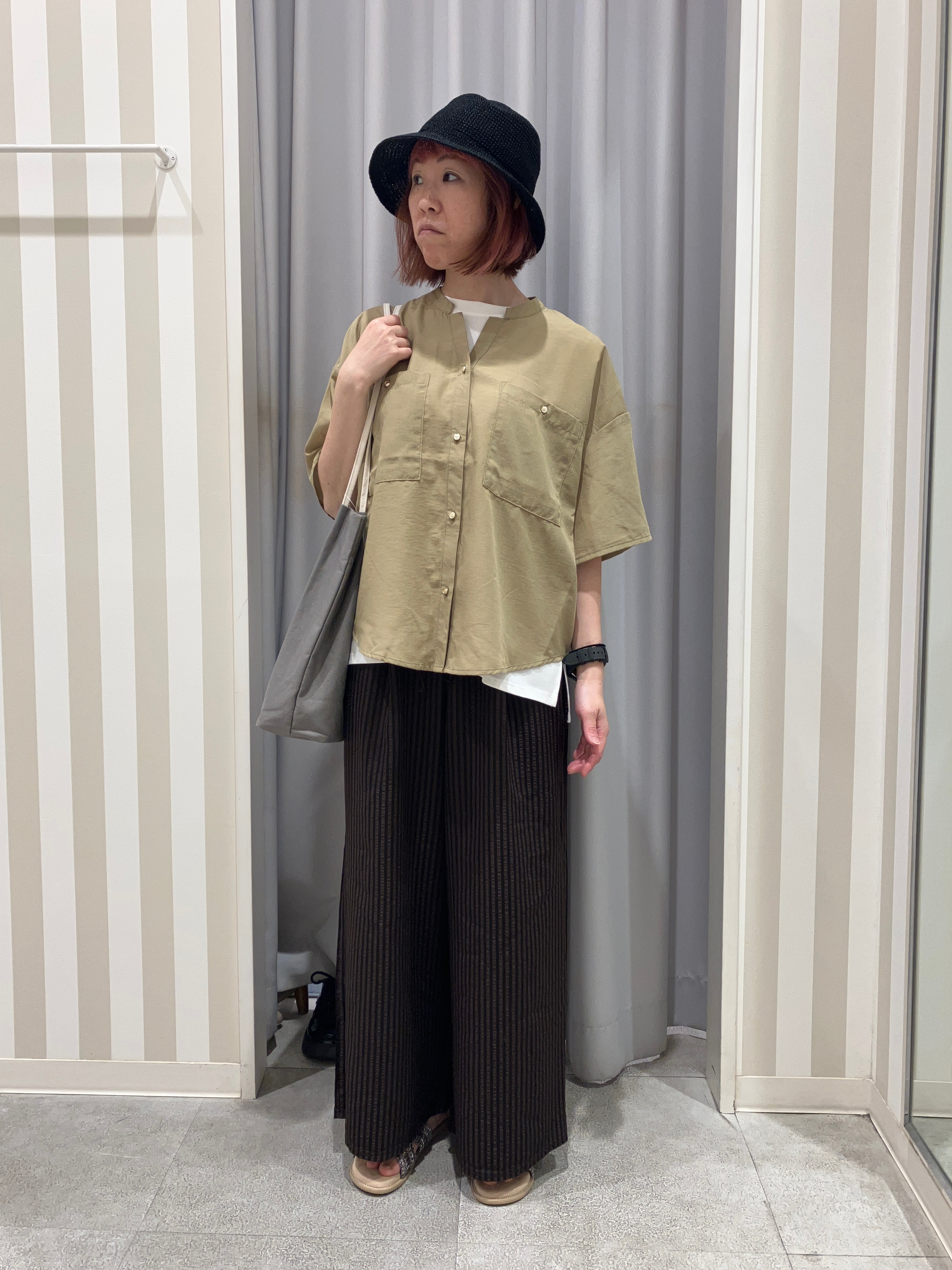 まーさんの「SHOO･LA･RUE｜【洗濯機可/S-LL】大人の抜け感 ゆるっと5分袖シャツ」を使ったコーディネート