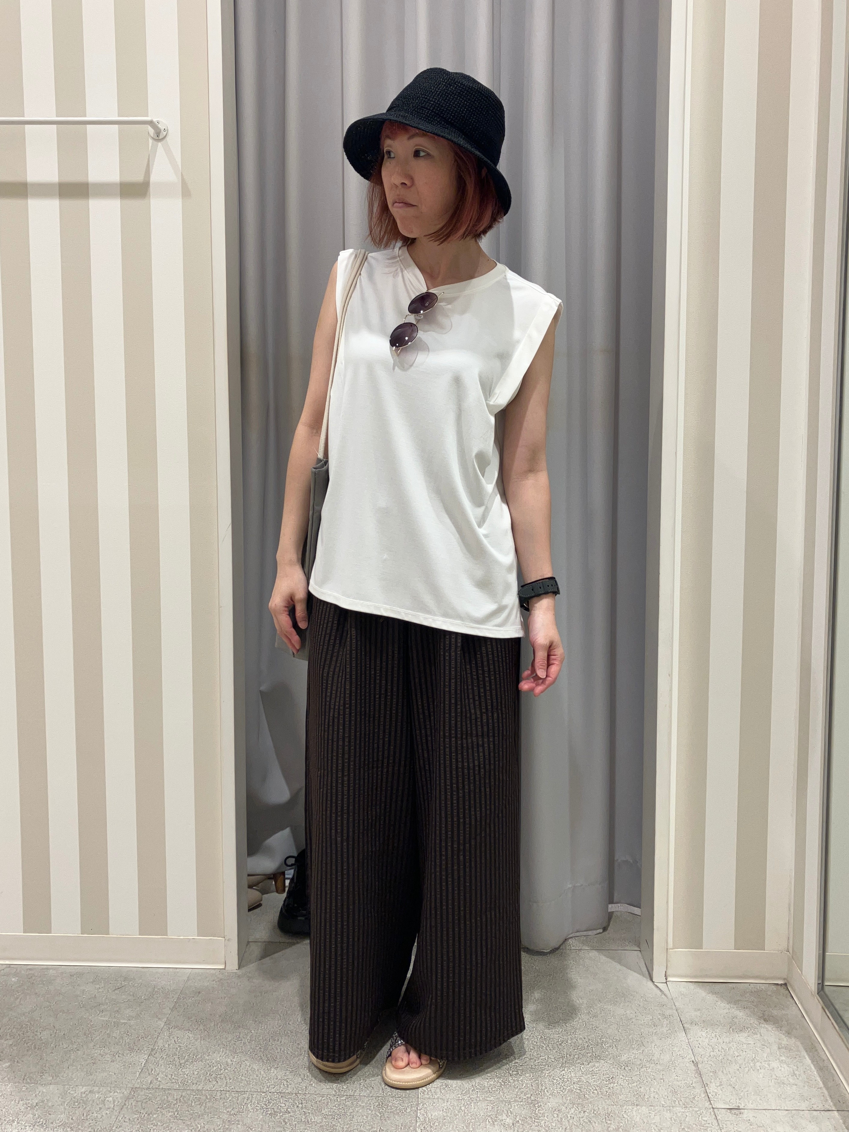 まーさんの「SHOO･LA･RUE｜【洗濯機可/S-LL】大人の抜け感 ゆるっと5分袖シャツ」を使ったコーディネート