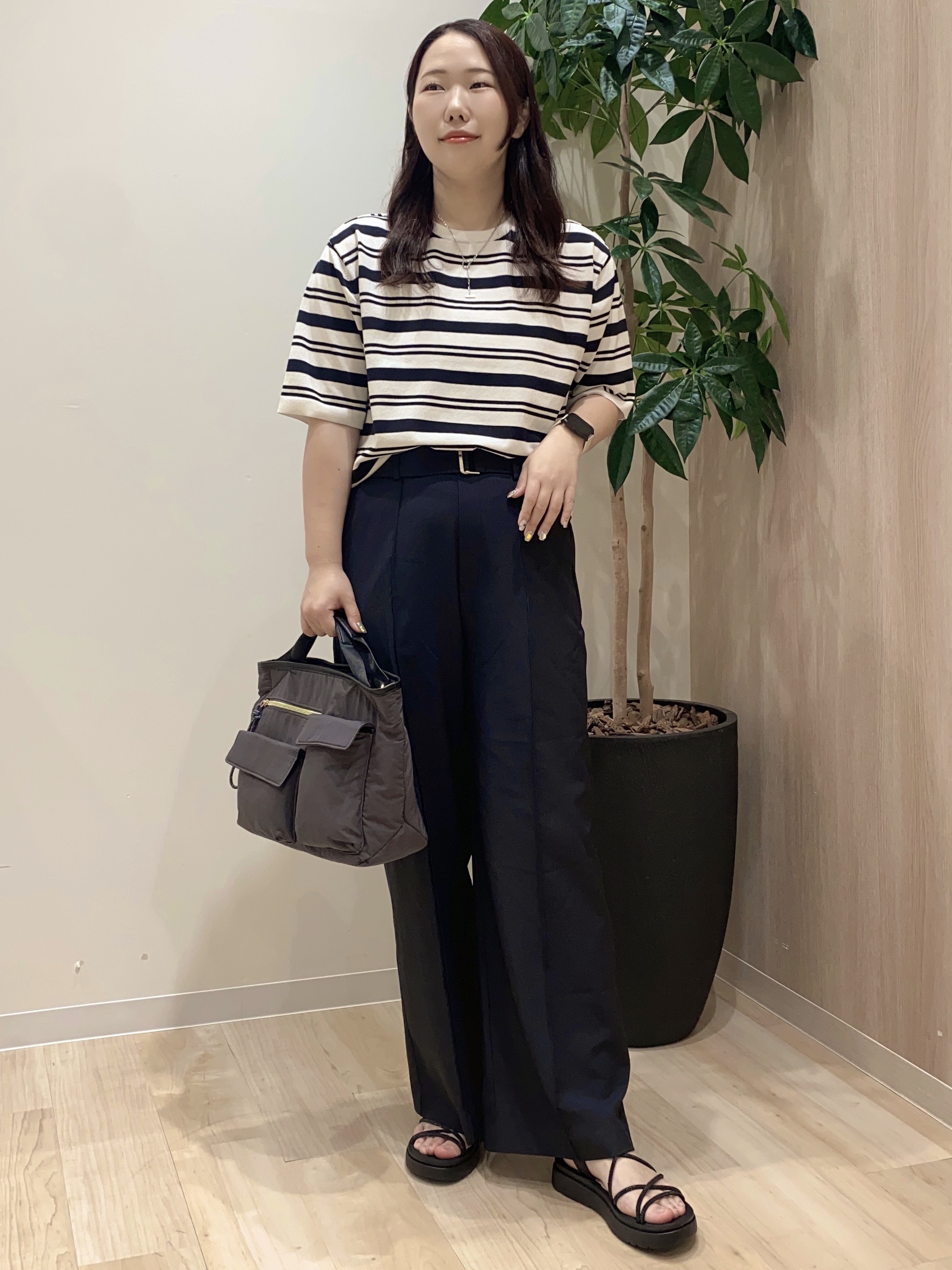 HANAさんの「grove｜【ひんやり・UVカット・洗濯機◎】Tシャツ感覚で着られるコットン混ニット」を使ったコーディネート
