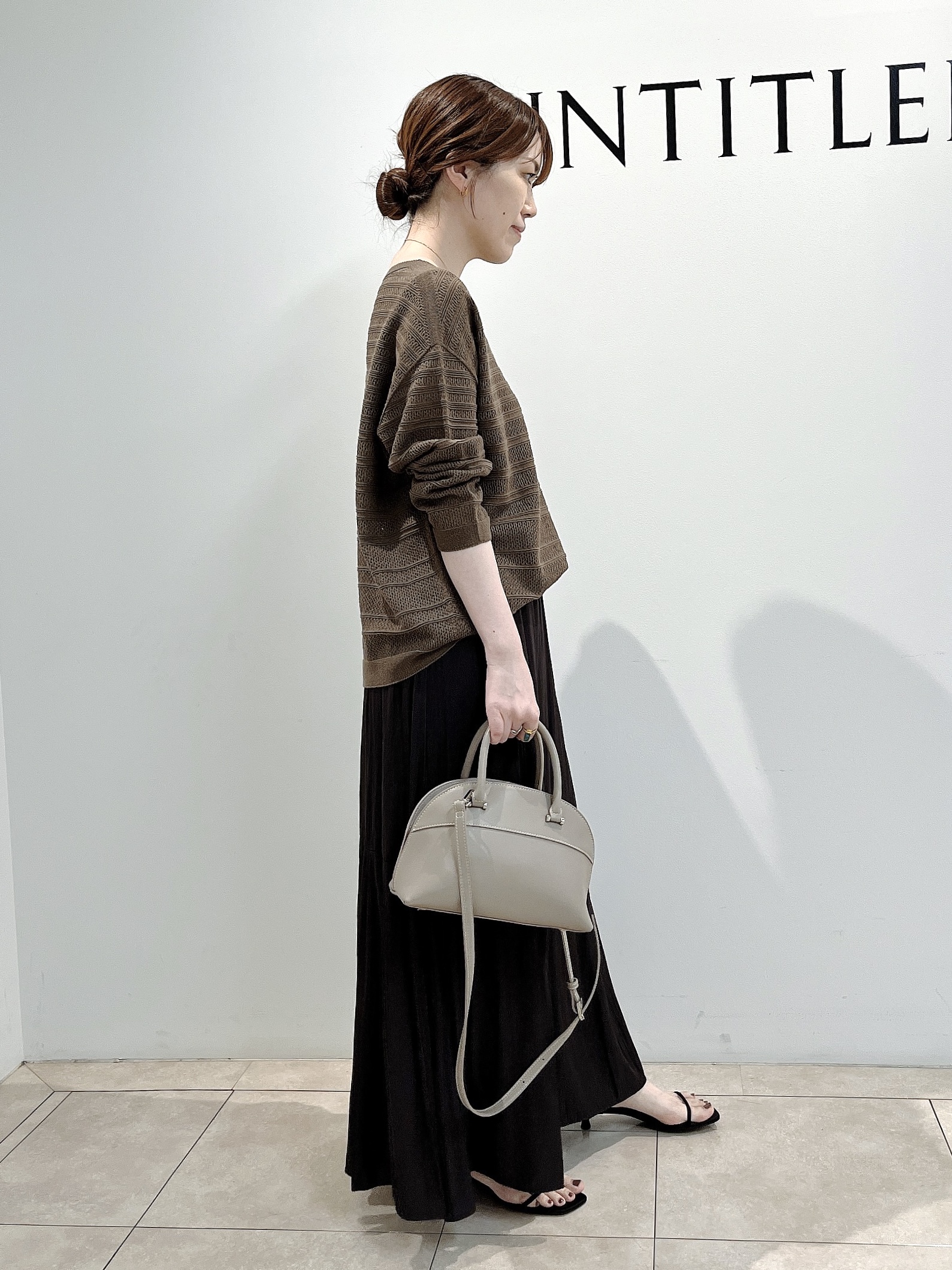 hayaさんの「UNTITLED｜メッシュ柄ボーダーニット」を使ったコーディネート