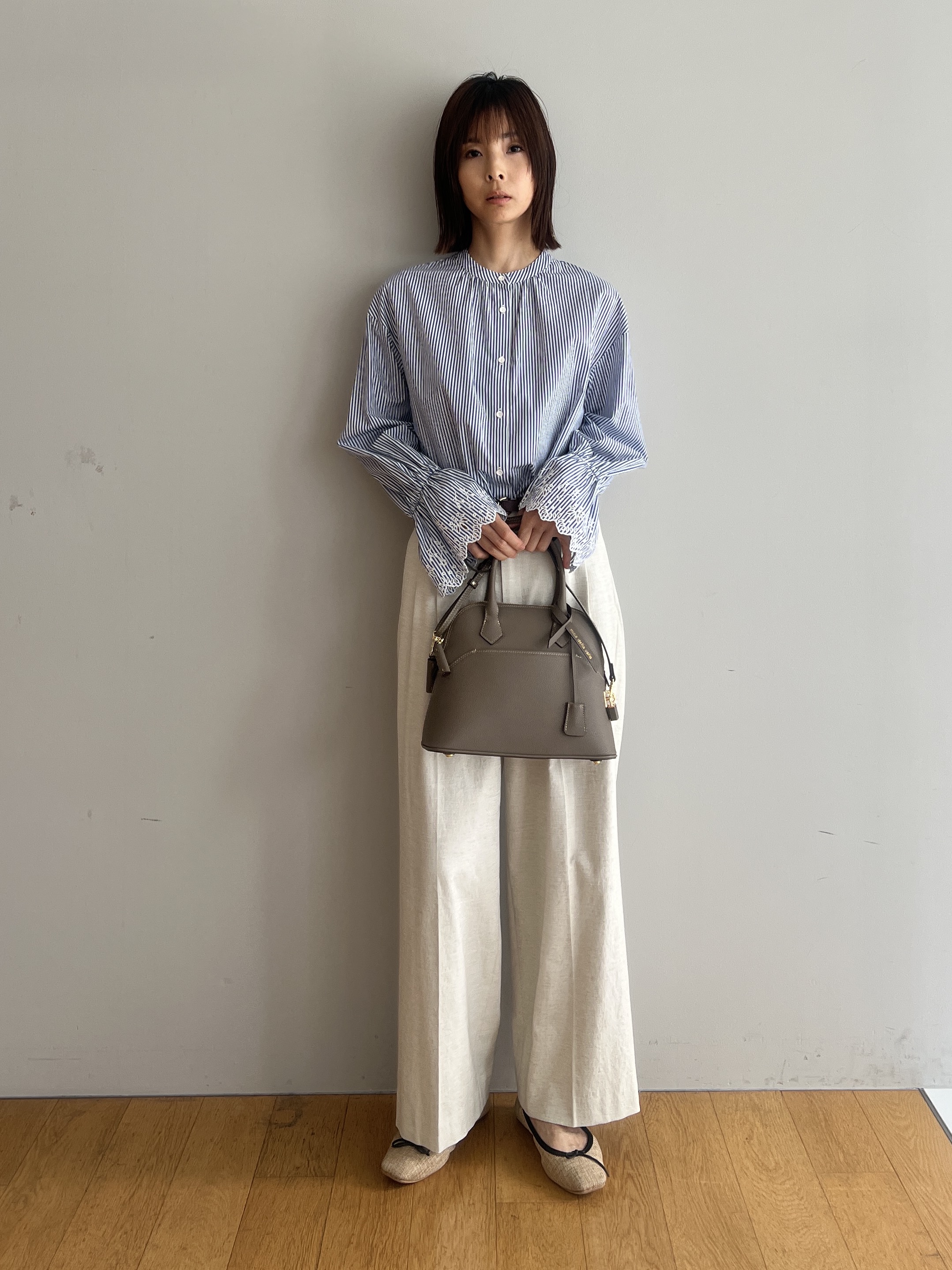 misaさんの「DRESSTERIOR｜【セットアップ可/ウォッシャブル】リネンブレンドワイドパンツ」を使ったコーディネート