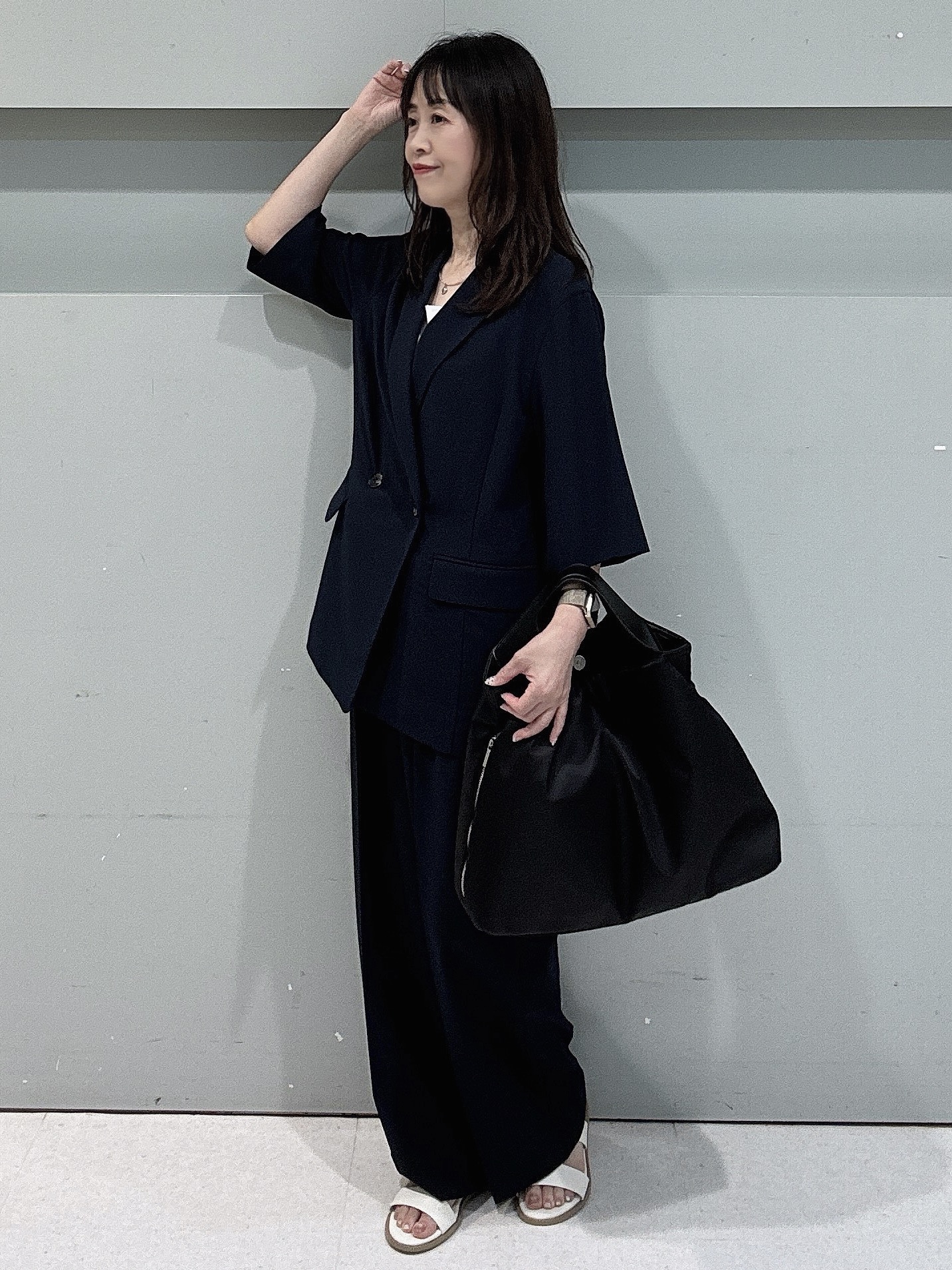 makiさんの「UNTITLED｜【セットアップ可/UVカット/通気性】エアリークール半袖ジャケット」を使ったコーディネート