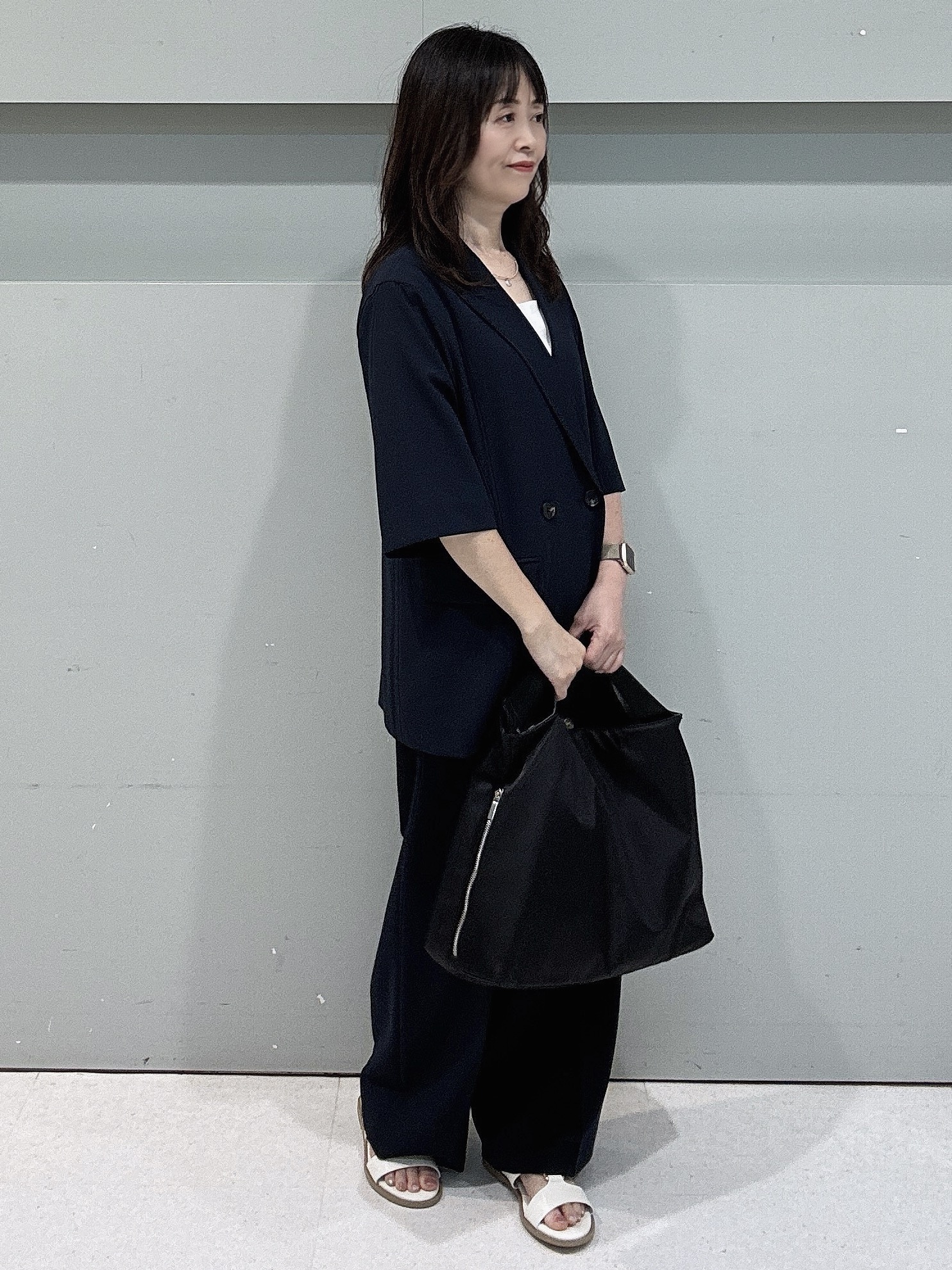 makiさんの「UNTITLED｜【セットアップ可/UVカット/通気性】エアリークール半袖ジャケット」を使ったコーディネート