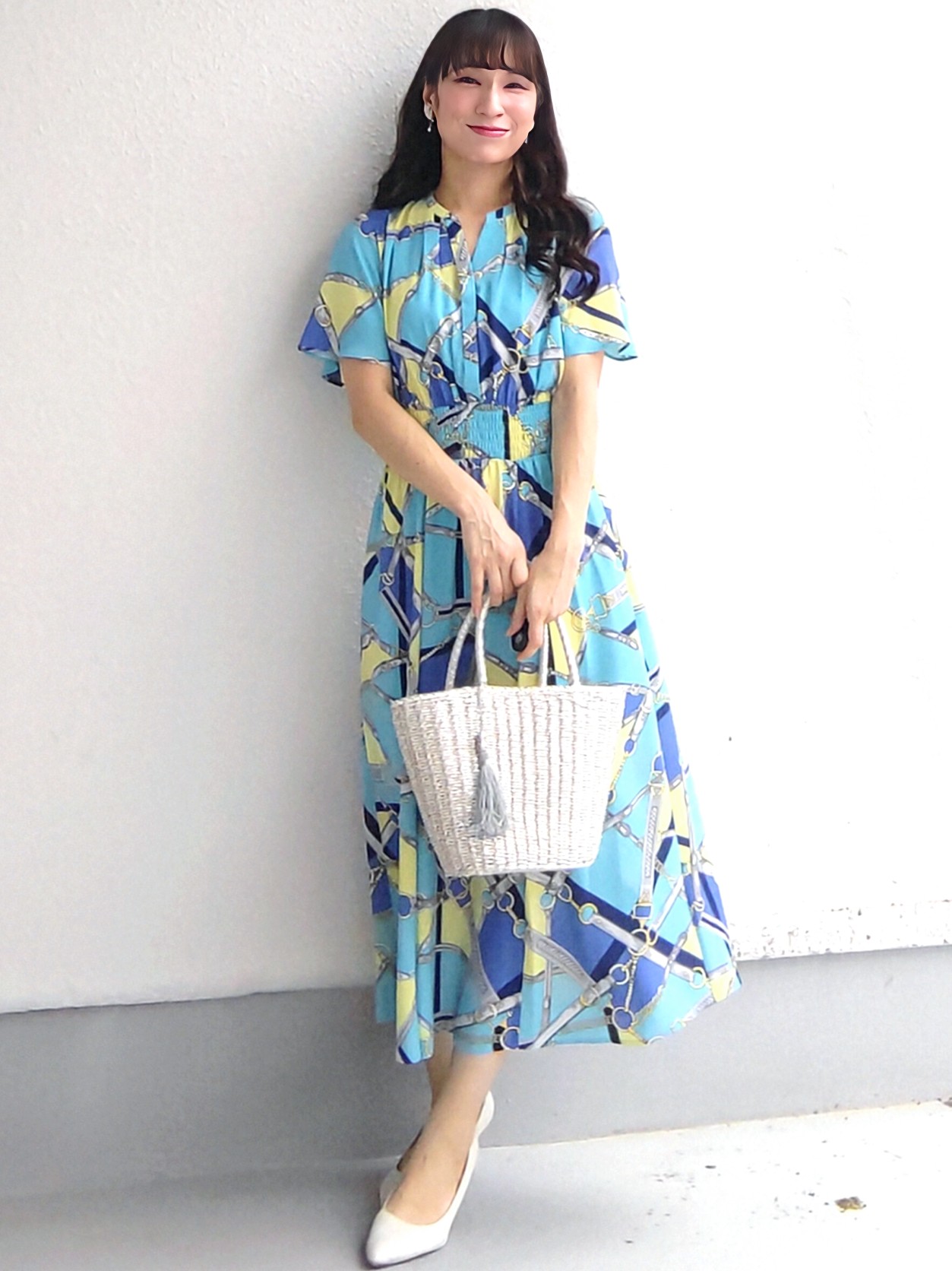 keinaさんの「SunaUna｜【手洗い可】スカーフ柄ワンピース」を使ったコーディネート