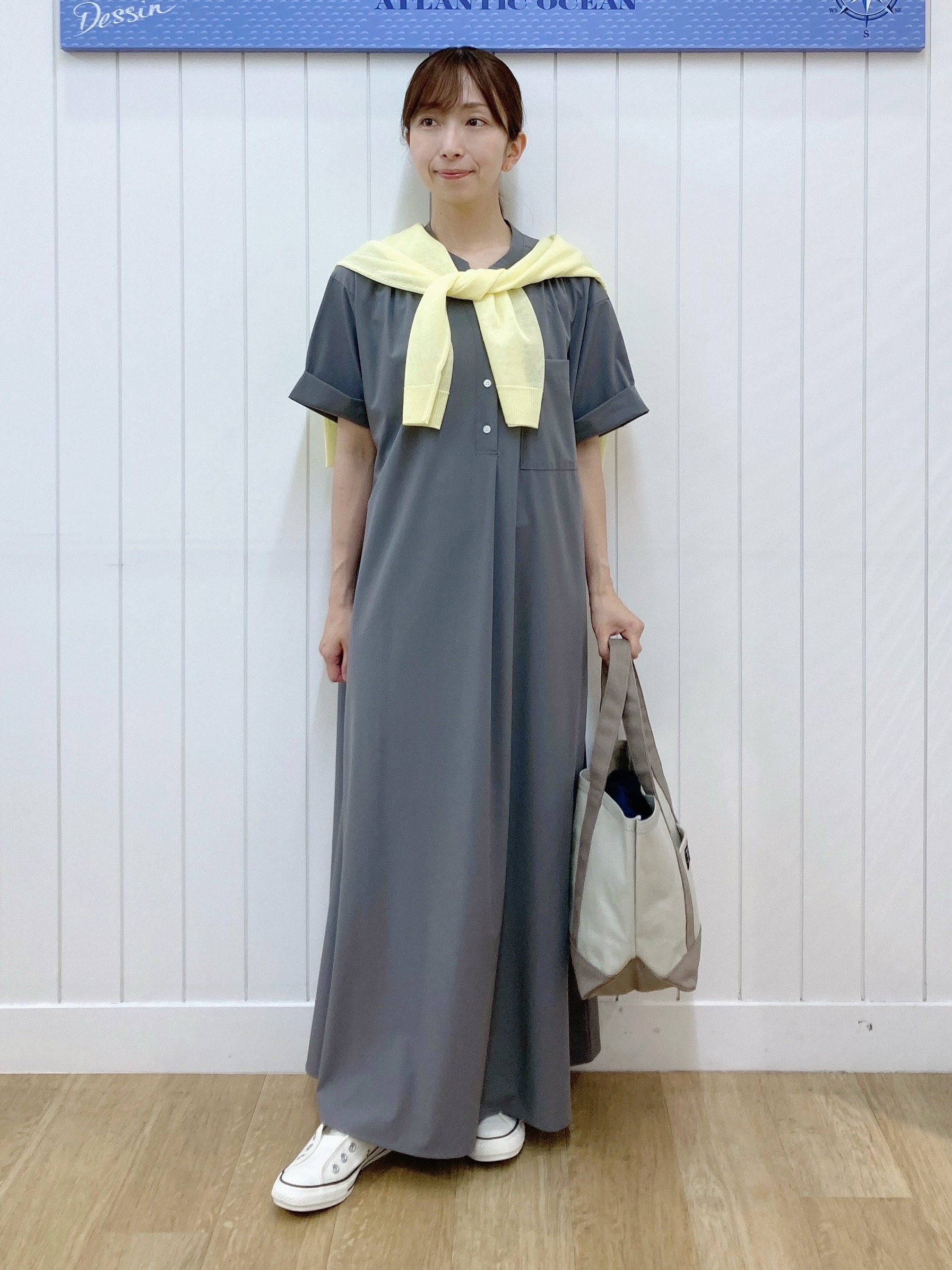 yoshiさんの「Dessin｜【接触冷感/UVカット】バンドカラーワンピース」を使ったコーディネート