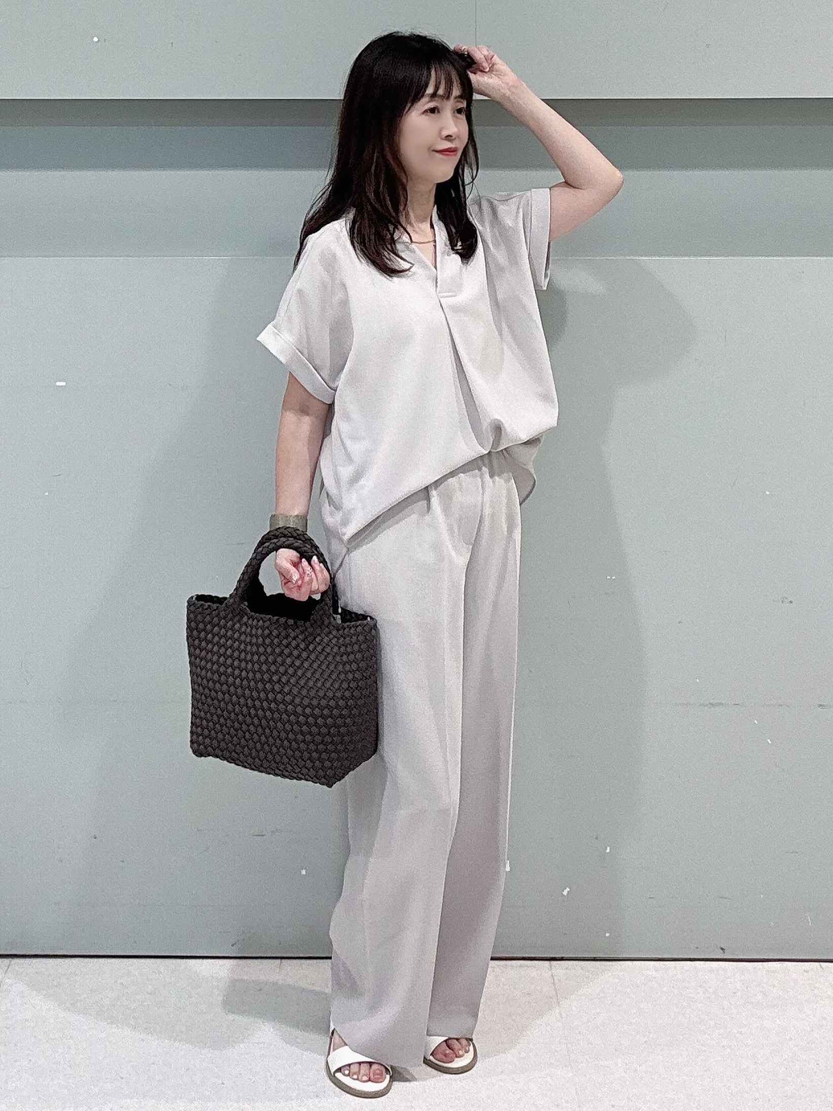 makiさんの「UNTITLED｜【セットアップ可/通気性/UVカット】エアリークールブラウス」を使ったコーディネート