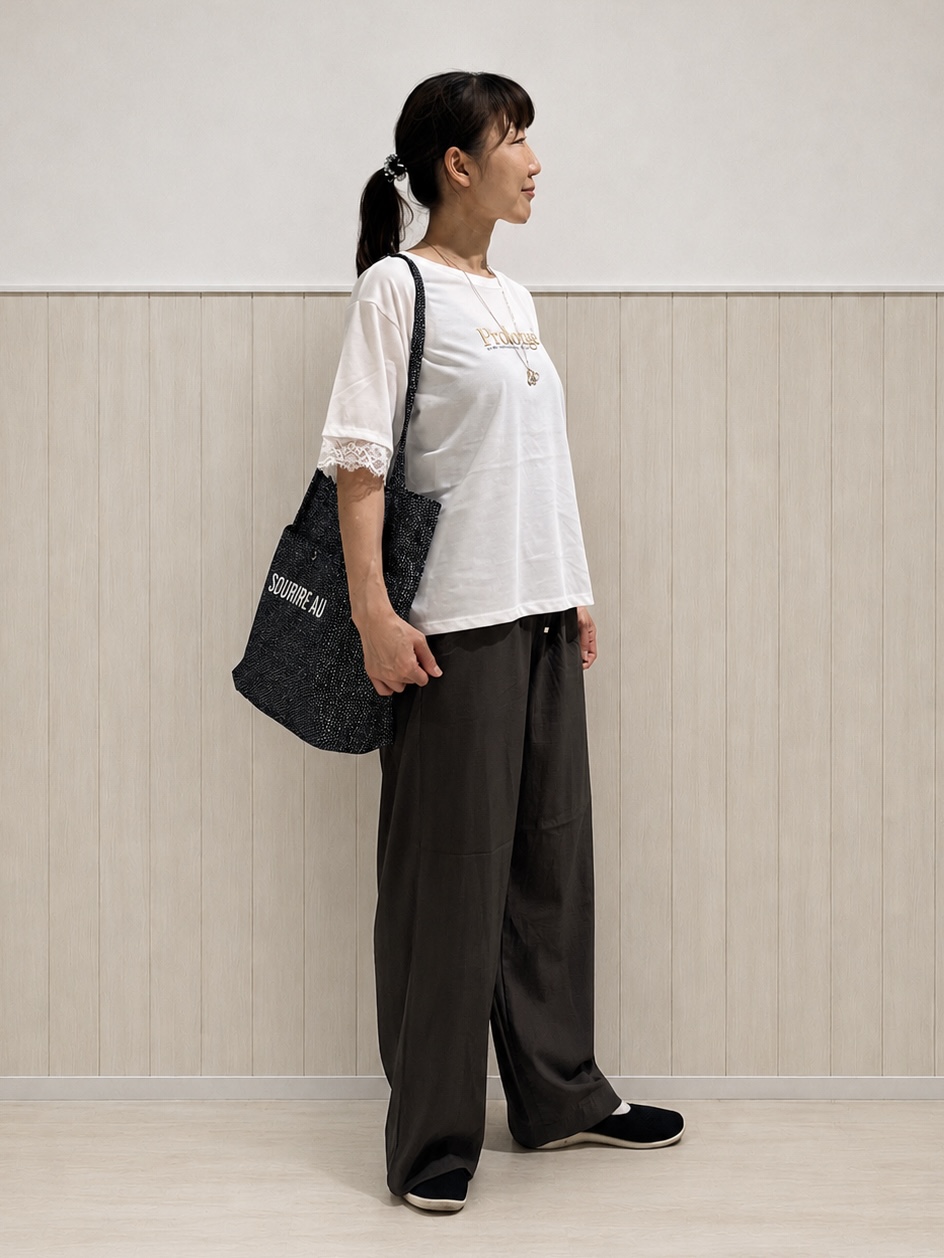 まつみさんの「SHOO･LA･RUE｜【S-LL/洗濯機可】バルーンスリーブ　キーネックブラウス」を使ったコーディネート
