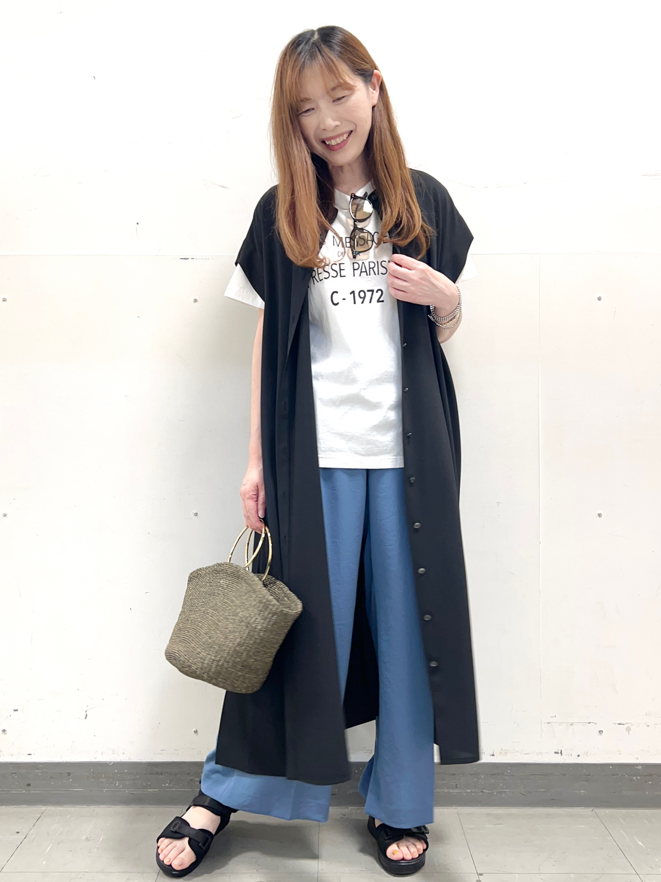 yuさんの「Reflect｜すっきり見えバンドカラーシャツワンピース」を使ったコーディネート