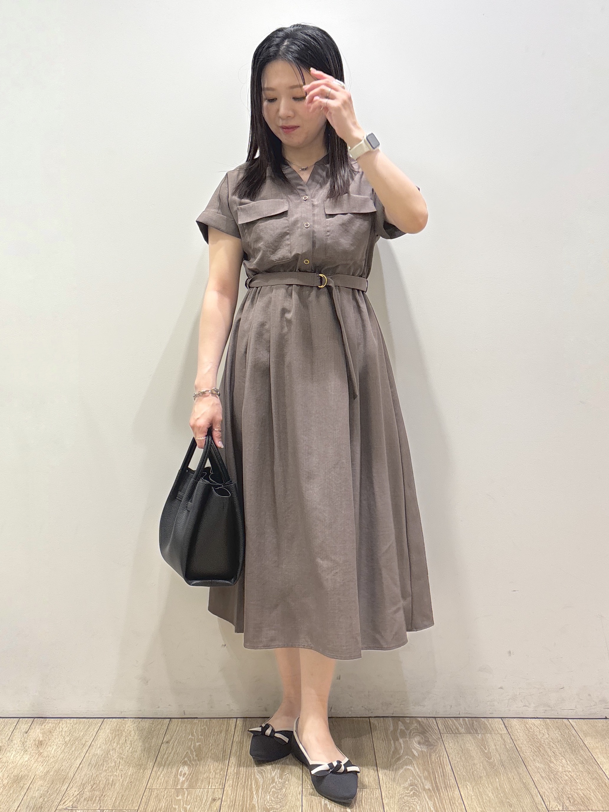 mameさんの「index｜ダブルポケットスキッパーワンピース【防シワ／洗濯機OK】《XS～3L／6col》」を使ったコーディネート