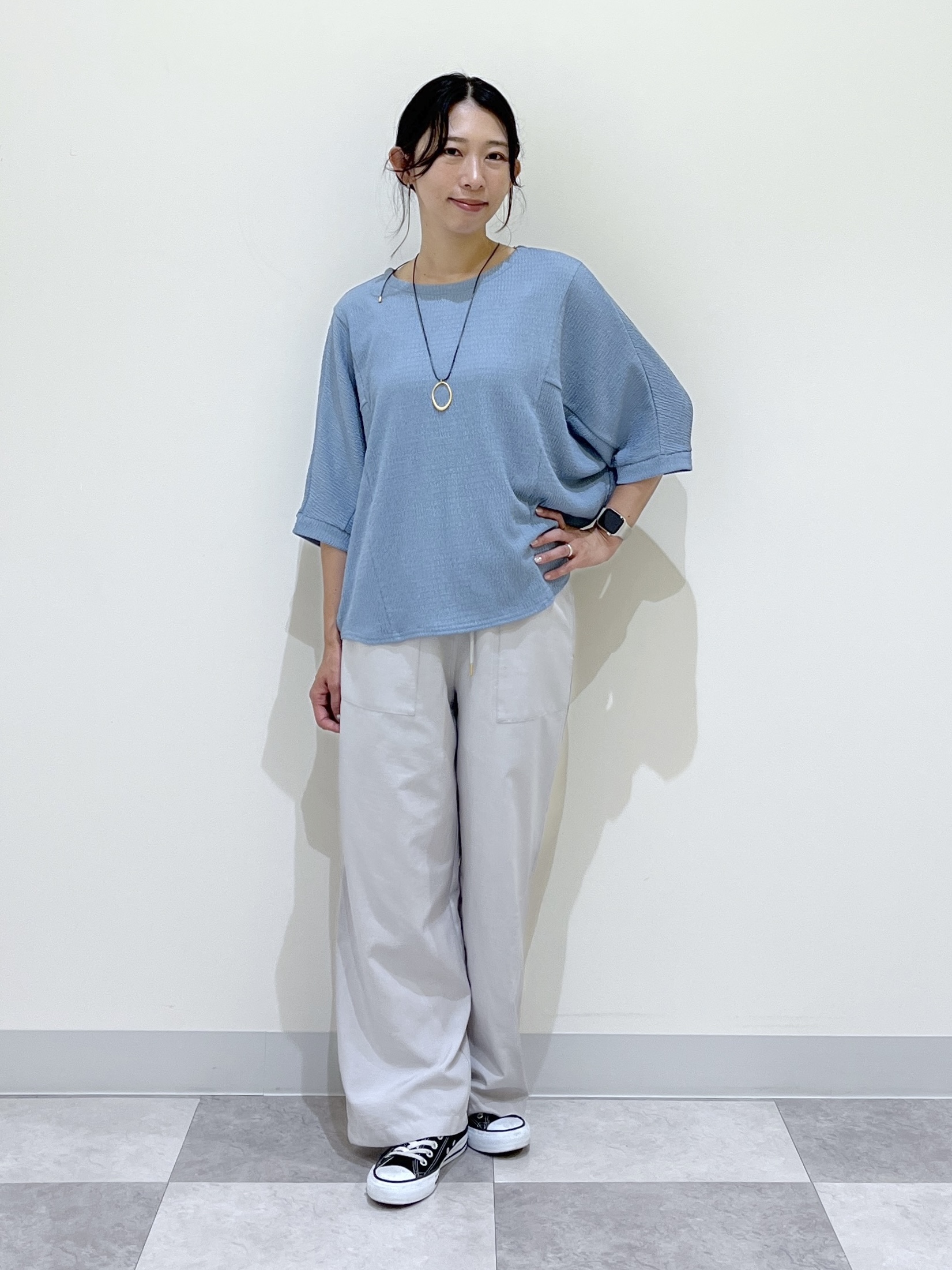 canaさんの「Dessin｜シュリンクジャージ カットソー」を使ったコーディネート