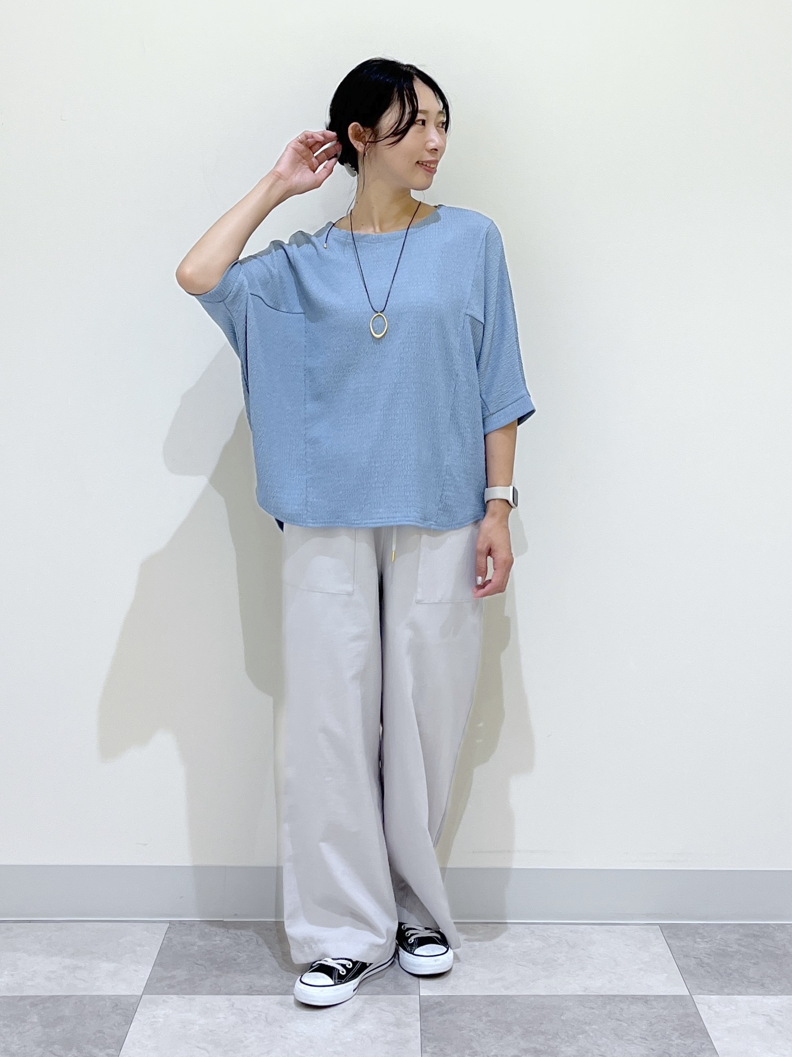 canaさんの「Dessin｜シュリンクジャージ カットソー」を使ったコーディネート