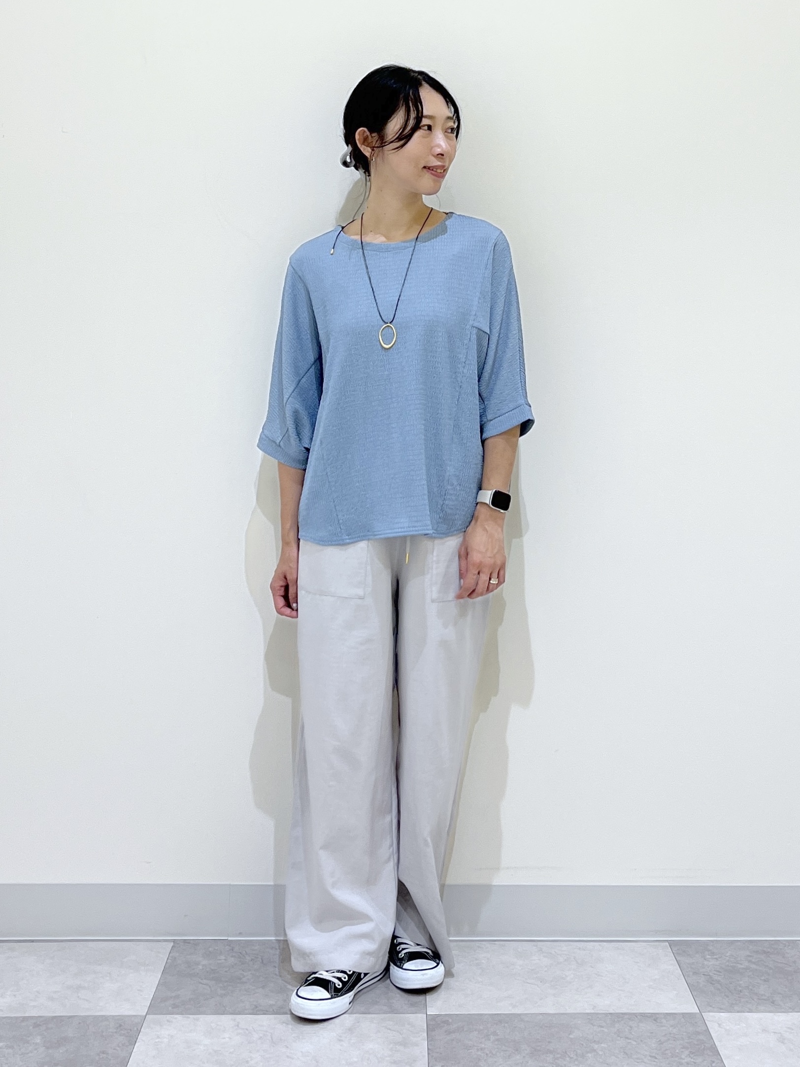 canaさんの「Dessin｜シュリンクジャージ カットソー」を使ったコーディネート