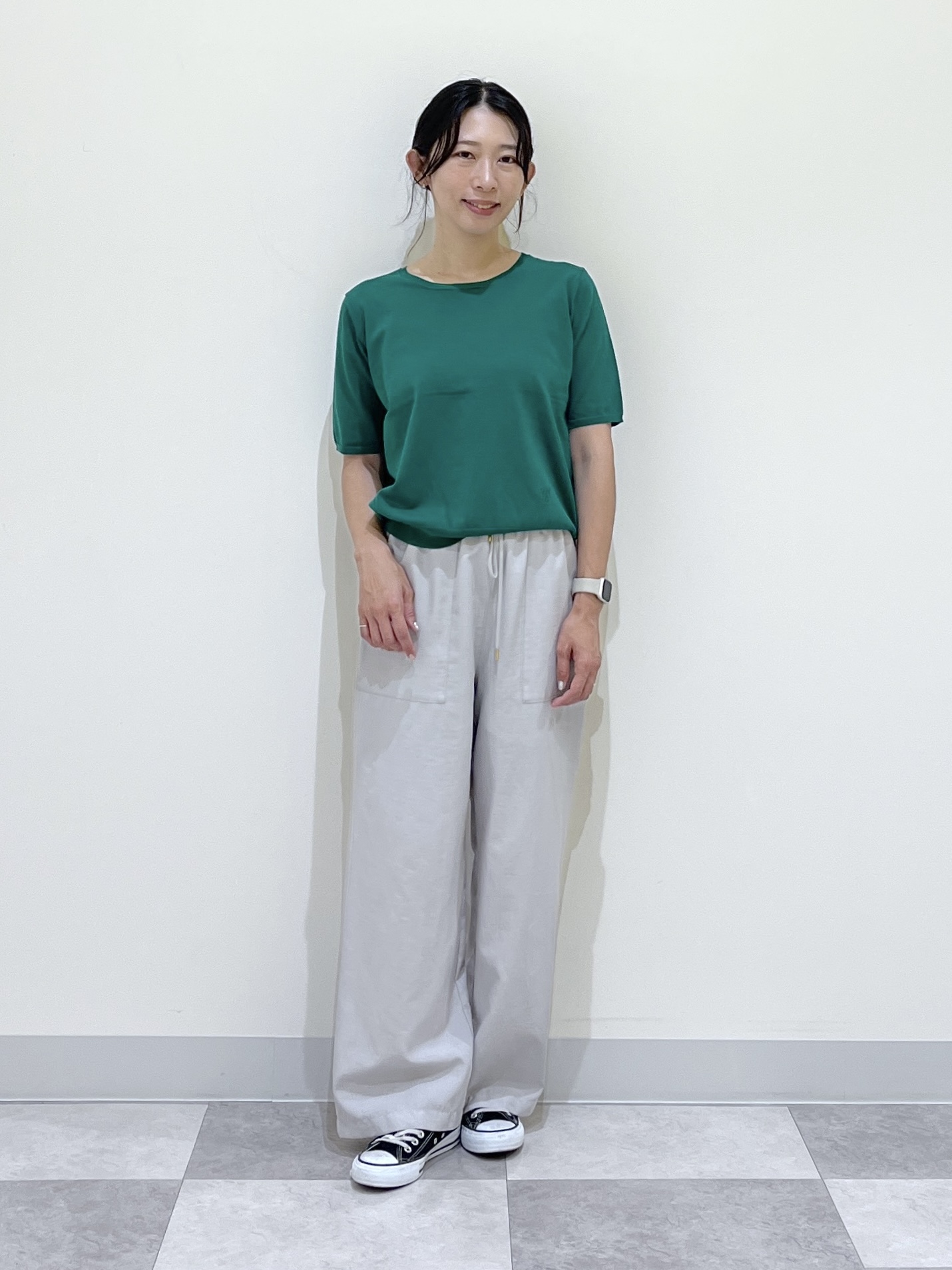 canaさんの「Dessin｜【9色展開/接触冷感/UVカット】ドライタッチサマーニットT」を使ったコーディネート