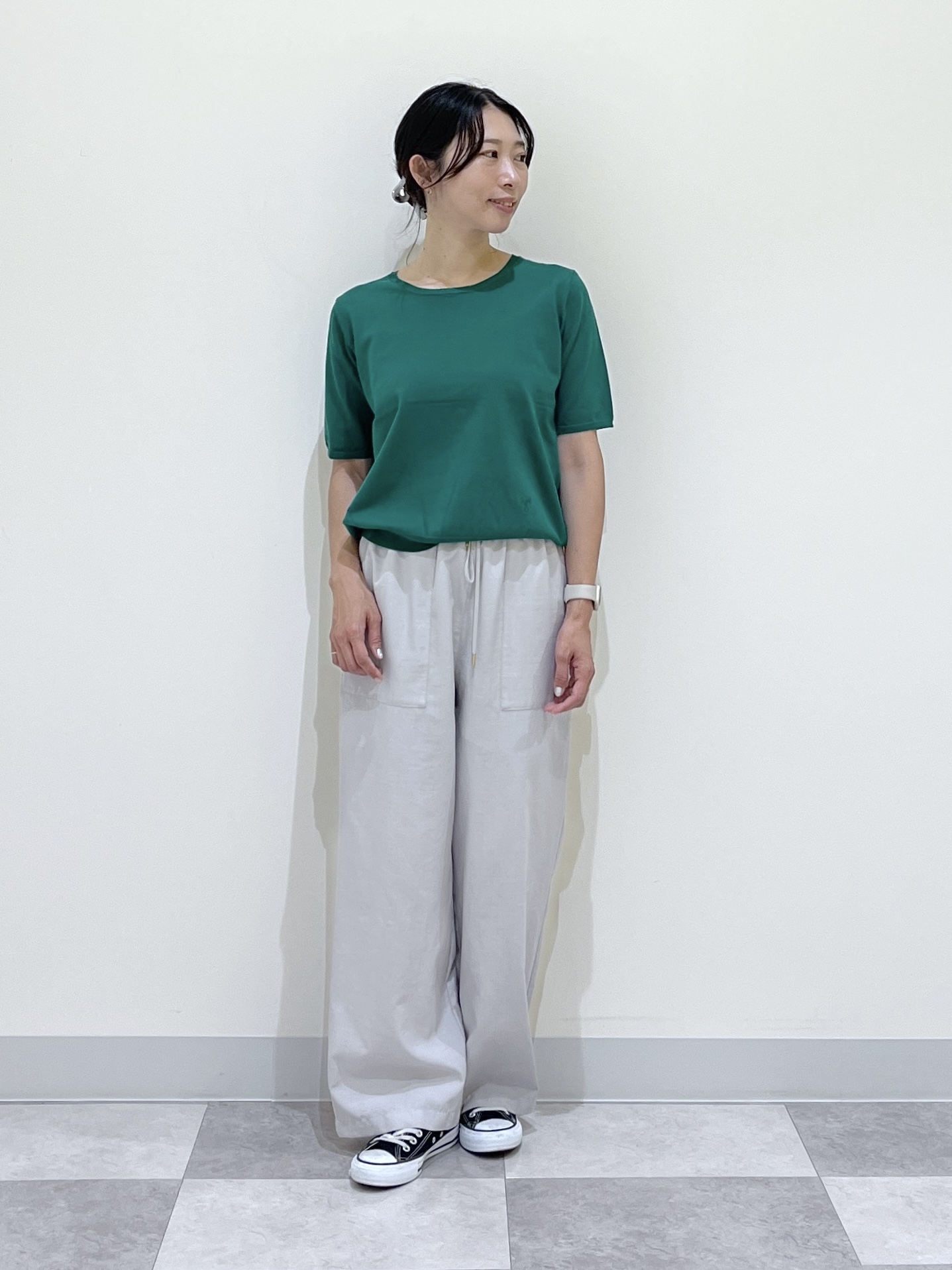 canaさんの「Dessin｜【9色展開/接触冷感/UVカット】ドライタッチサマーニットT」を使ったコーディネート