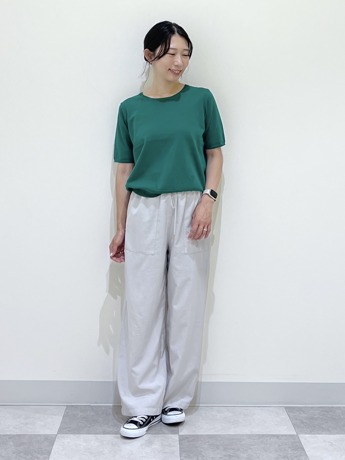 canaさんの「Dessin｜【9色展開/接触冷感/UVカット】ドライタッチサマーニットT」を使ったコーディネート