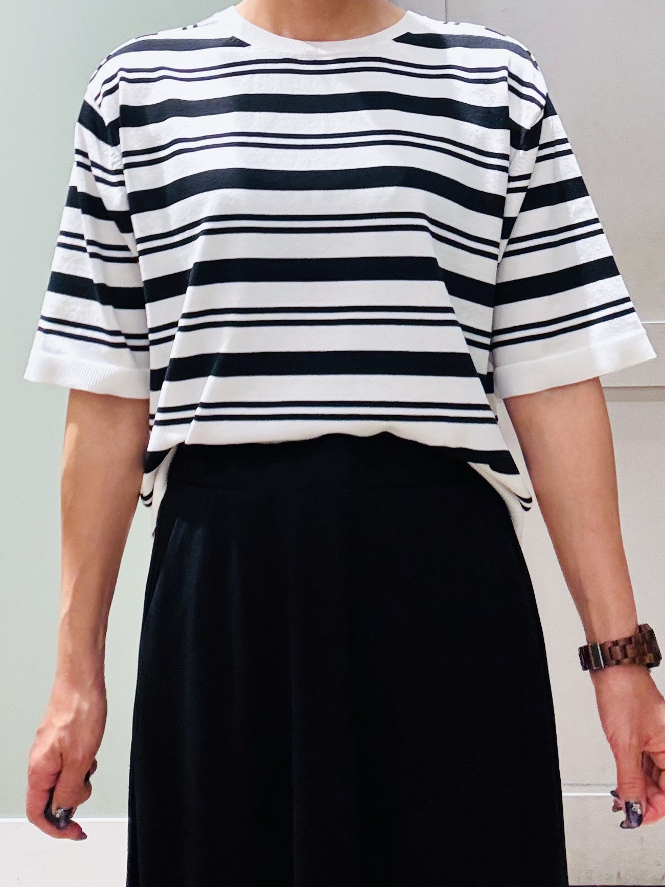 Komi☆さんの「grove｜【ひんやり・UVカット・洗濯機◎】Tシャツ感覚で着られるコットン混ニット」を使ったコーディネート