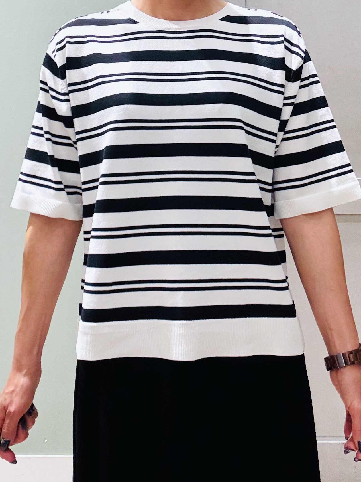 Komi☆さんの「grove｜【ひんやり・UVカット・洗濯機◎】Tシャツ感覚で着られるコットン混ニット」を使ったコーディネート