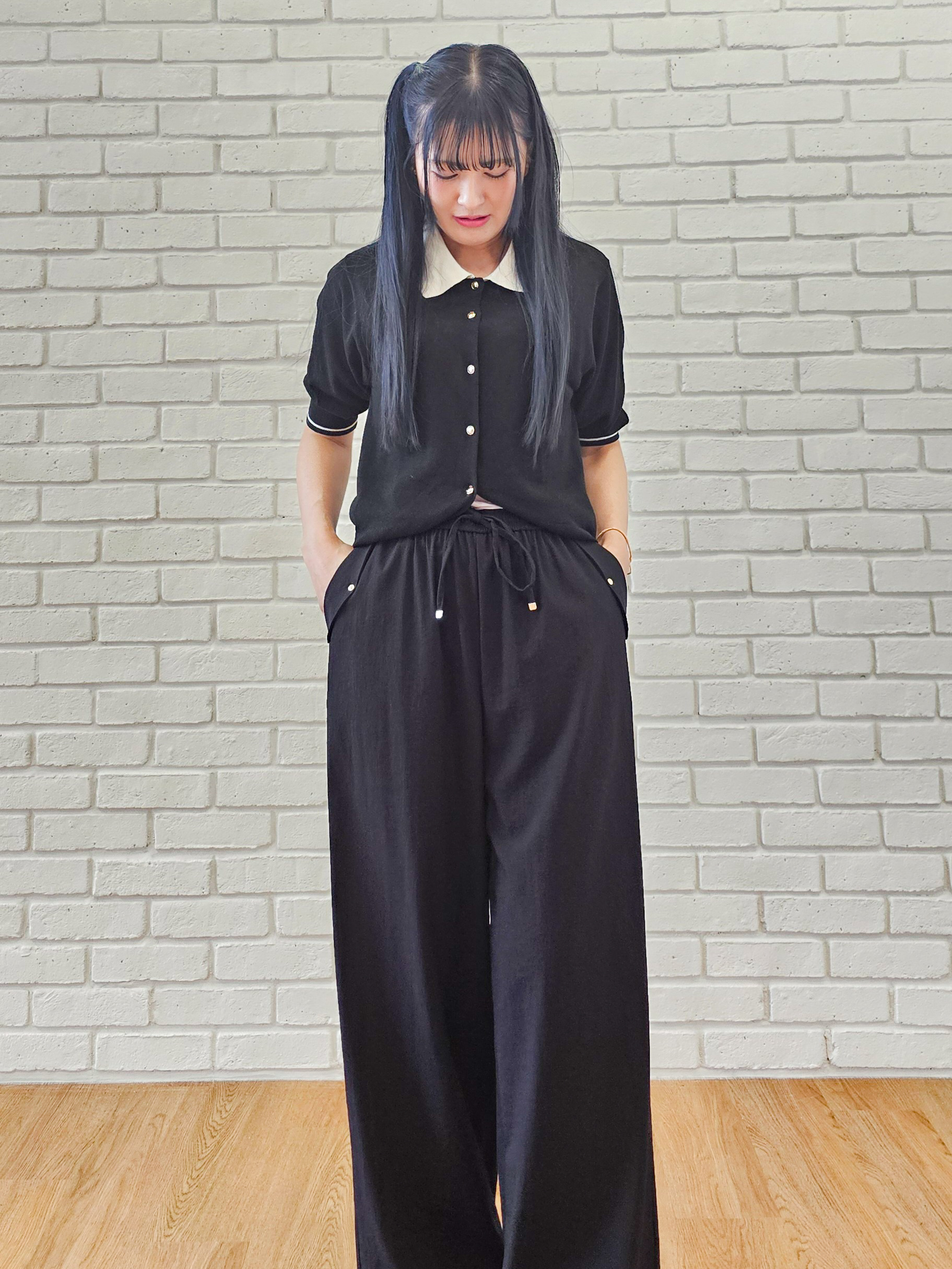 ゆゆさんの「SHOO･LA･RUE｜【S-LL/洗濯機可】ほんのりシアーの襟付きニットカーディガン」を使ったコーディネート