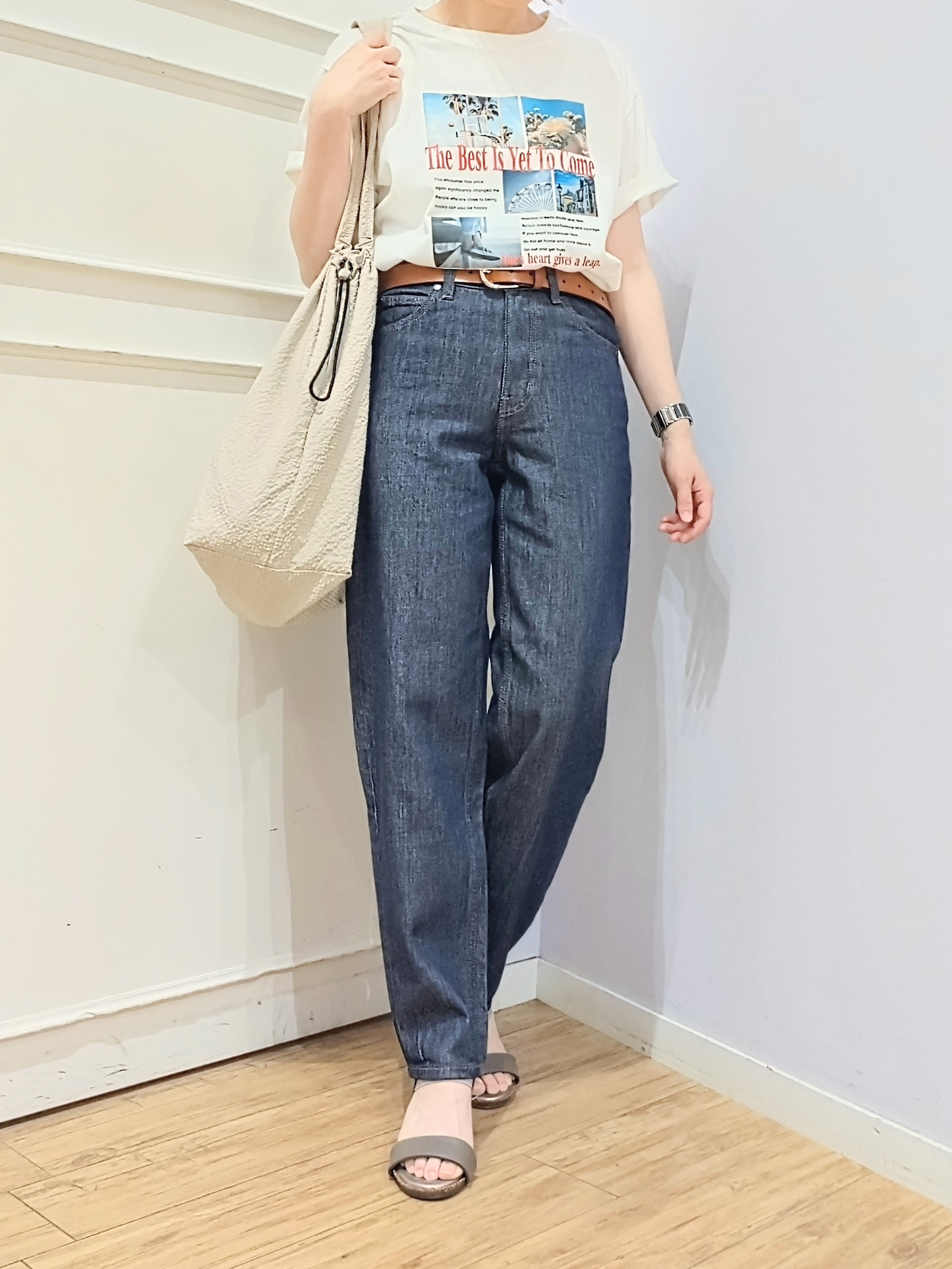 miomioさんの「SHOO･LA･RUE｜【ひんやり/S-LL】選べる4柄　デイリー使いにぴったりな 大人の頼れるTシャツ」を使ったコーディネート