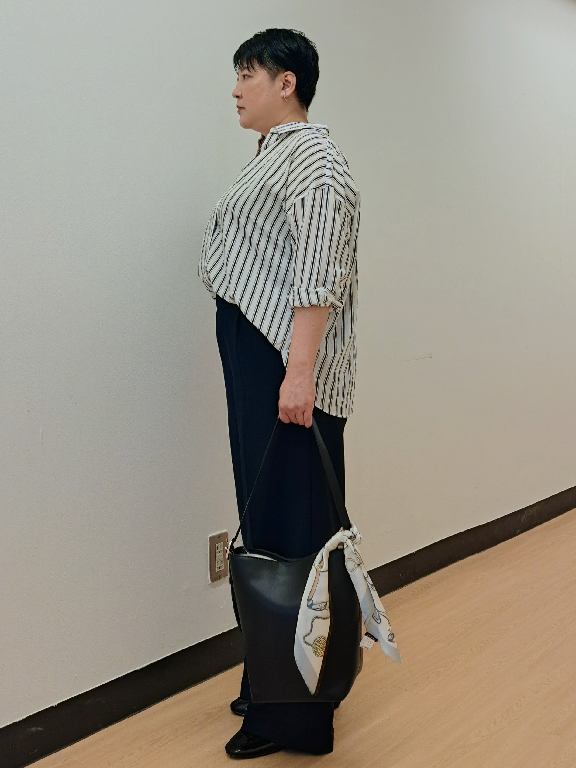 ますこさんの「UNTITLED｜ストライプシャツ」を使ったコーディネート