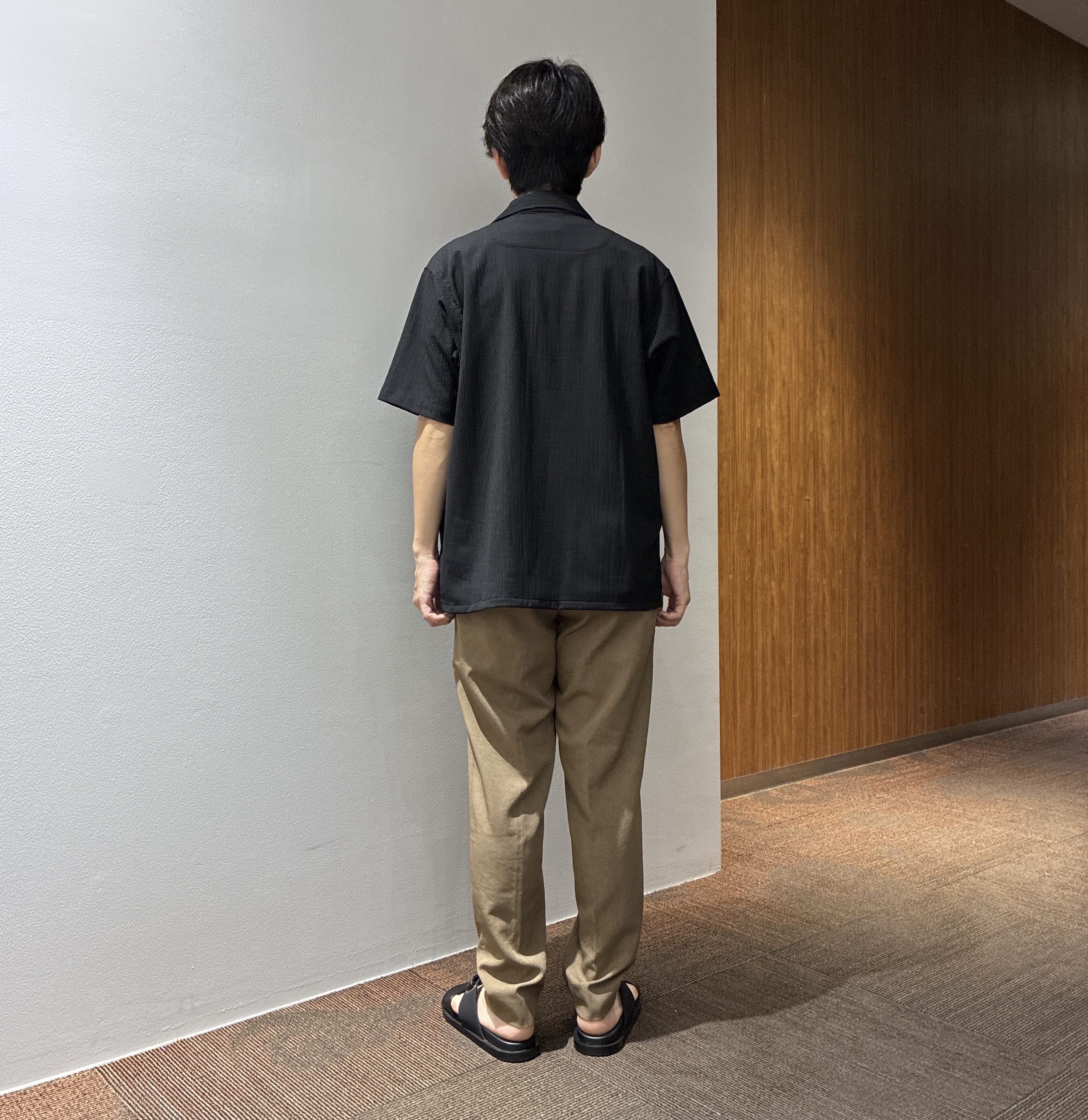 わいずみさんの「TAKEO KIKUCHI｜【通気性】トリコットサッカー オープンカラー シャツ」を使ったコーディネート