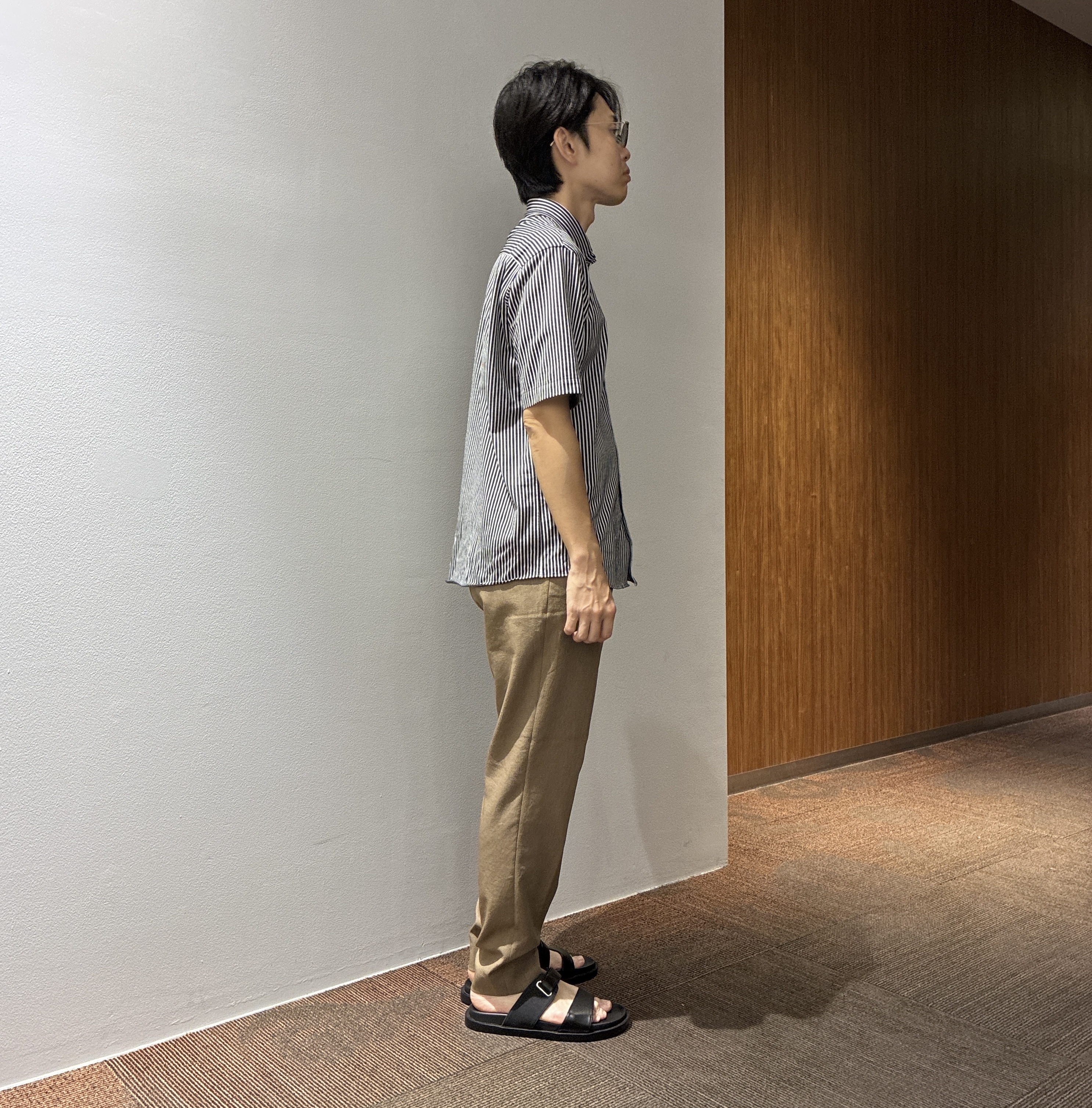 わいずみさんの「TAKEO KIKUCHI｜【通気性】トリコットサッカー オープンカラー シャツ」を使ったコーディネート