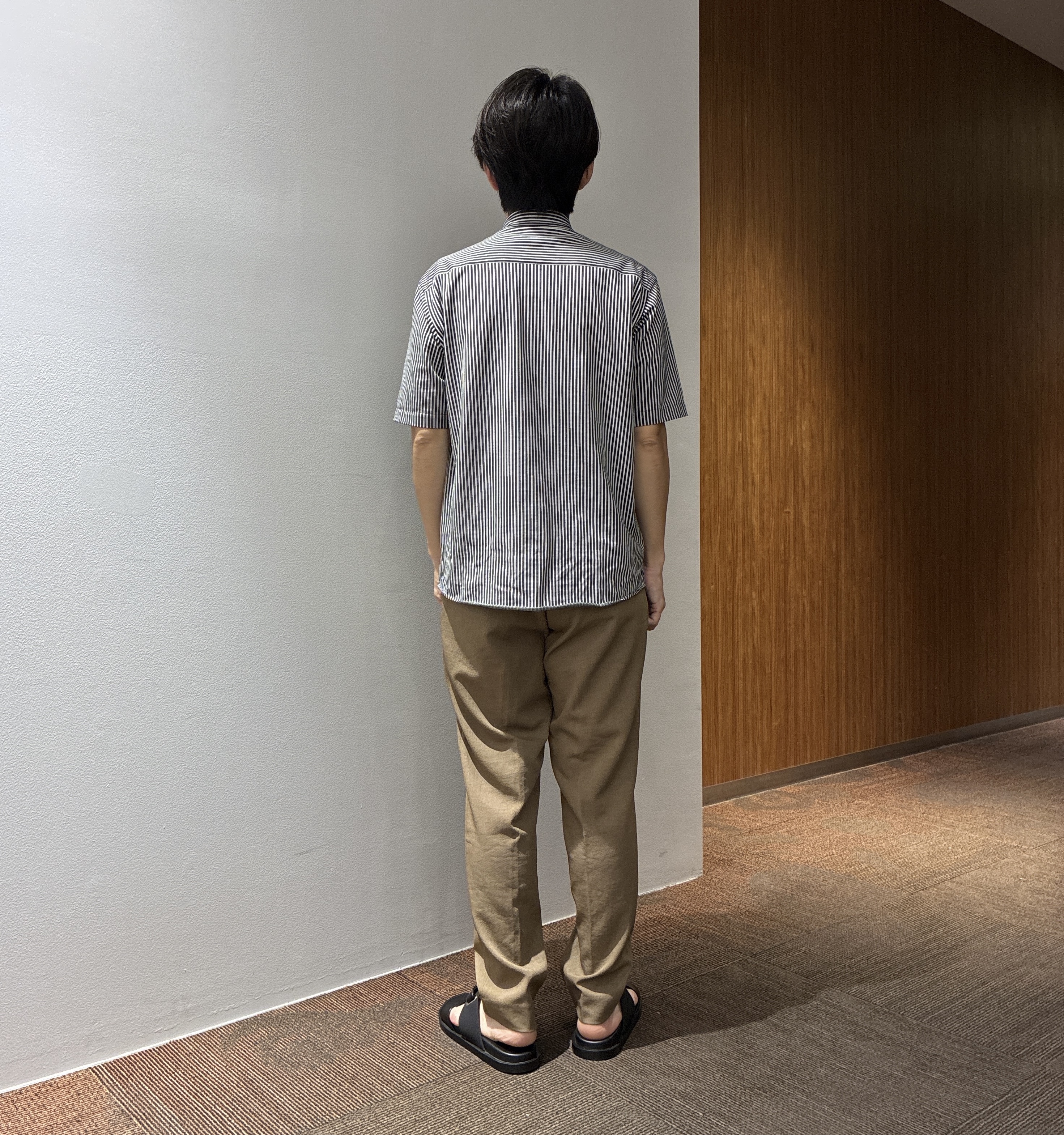 わいずみさんの「TAKEO KIKUCHI｜【通気性】トリコットサッカー オープンカラー シャツ」を使ったコーディネート
