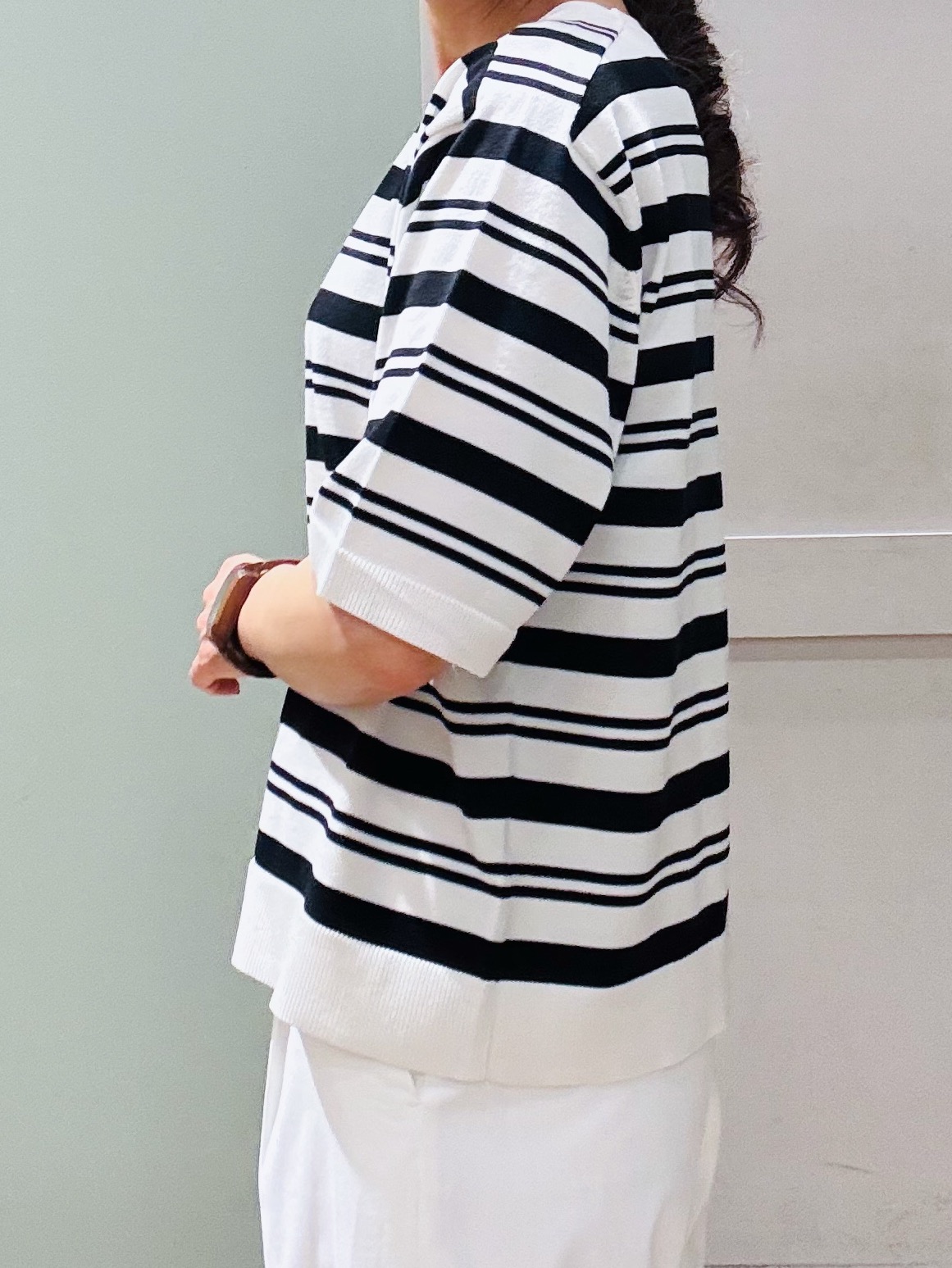 Komi☆さんの「grove｜【ひんやり・UVカット・洗濯機◎】Tシャツ感覚で着られるコットン混ニット」を使ったコーディネート