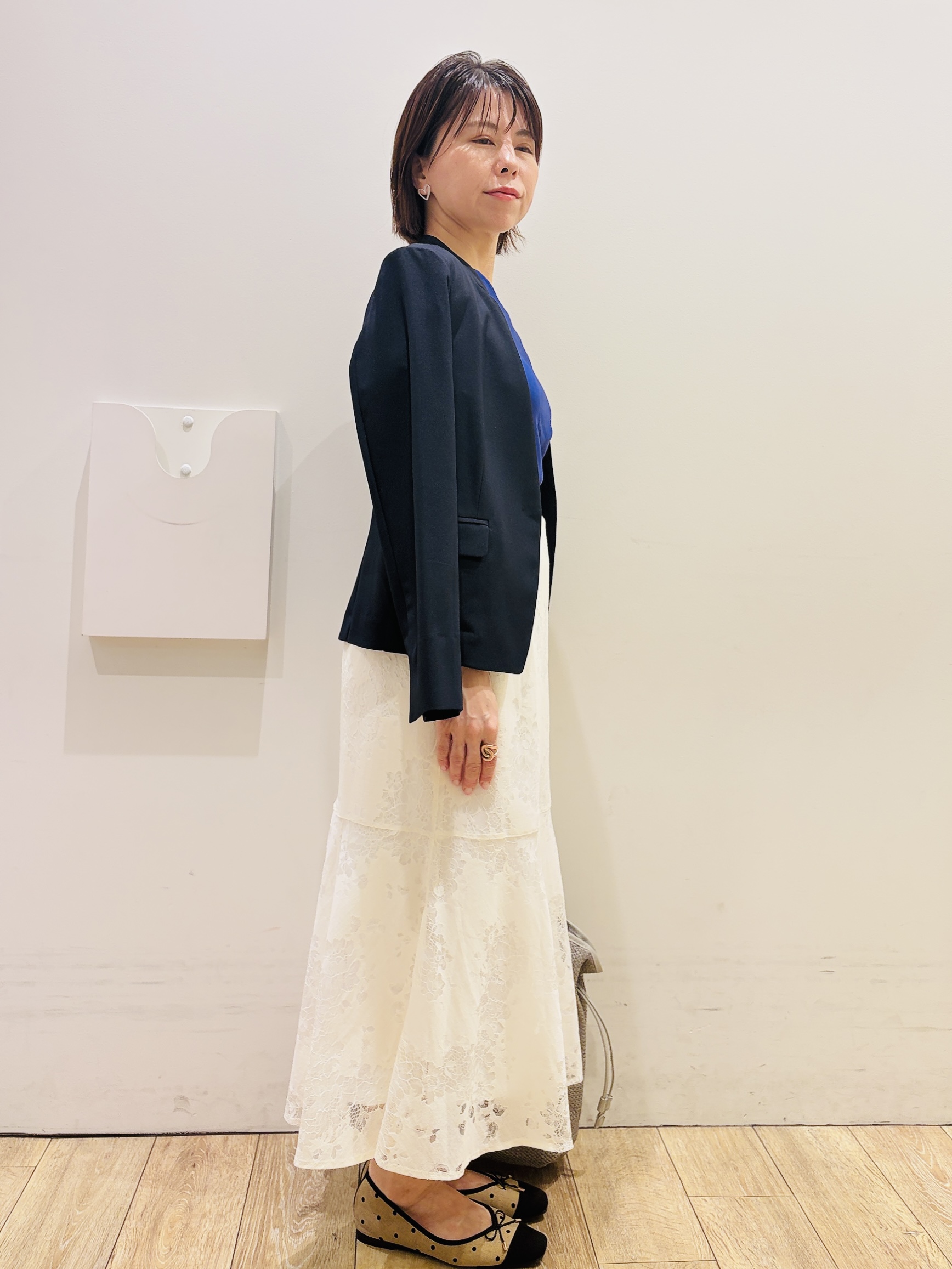 YUKOさんの「index｜【接触冷感／吸水速乾】ノーカラージャケット／セットアップ対応可《洗える／防シワ／ストレッチ》」を使ったコーディネート
