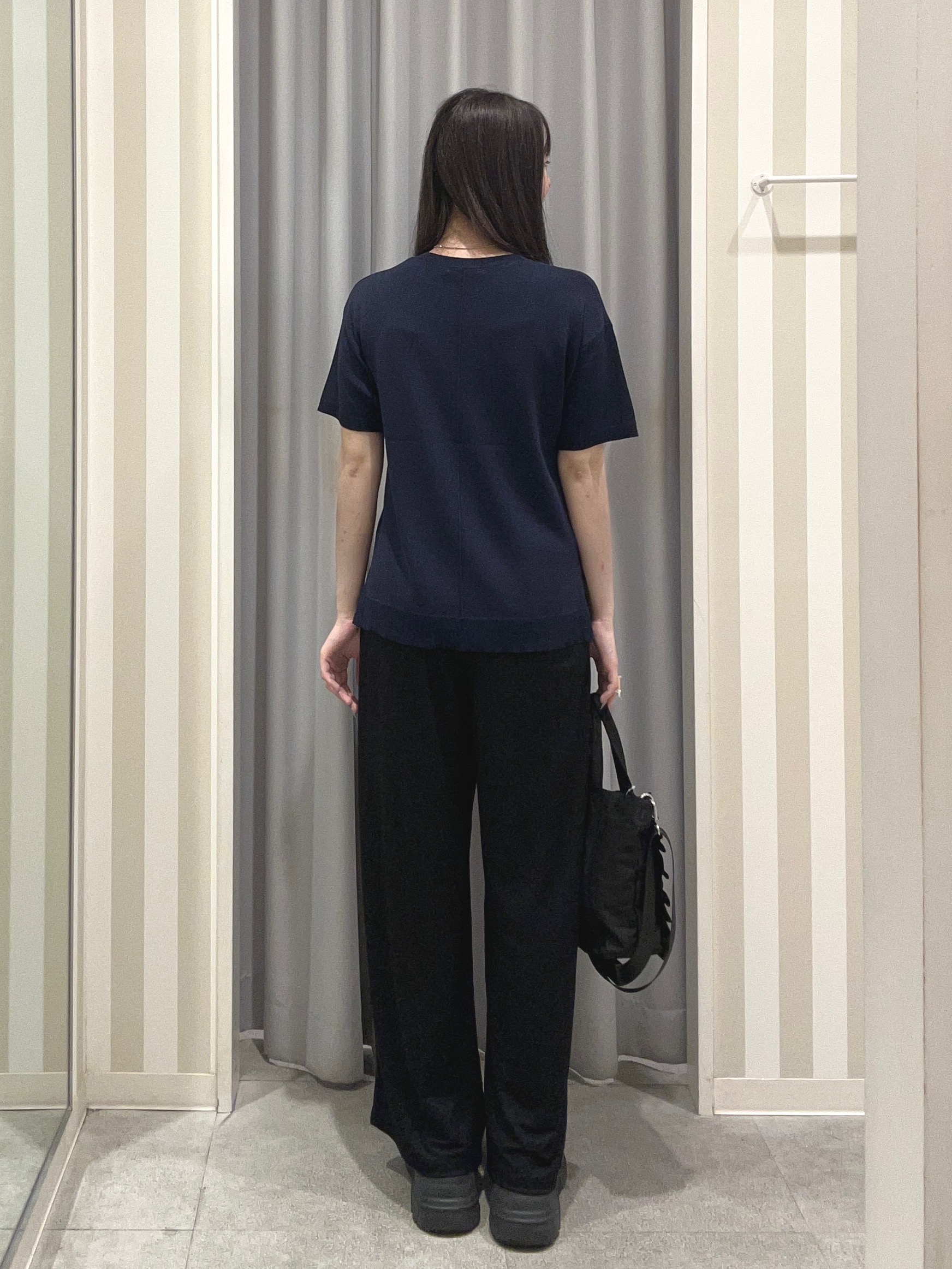 美空さんの「SHOO･LA･RUE｜【ひんやり/UV/洗濯機可/S-LL】毛玉になりにくい シャツレイヤード風 半袖ニット」を使ったコーディネート