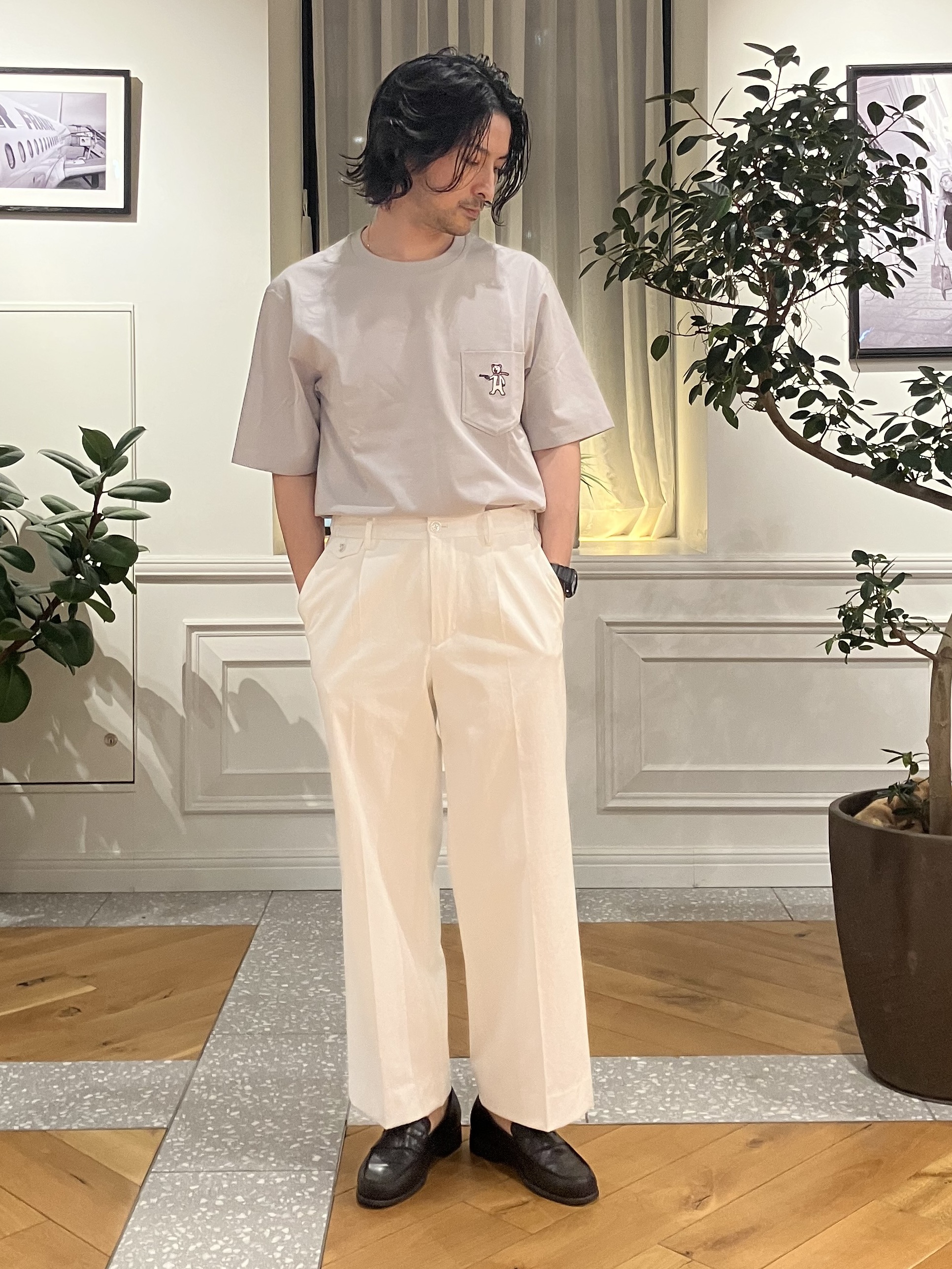 junyaさんの「DRESSTERIOR｜【接触冷感／UVカット／抗菌防臭／しわ防止】クールデオドラント ピストルベアーTシャツ」を使ったコーディネート