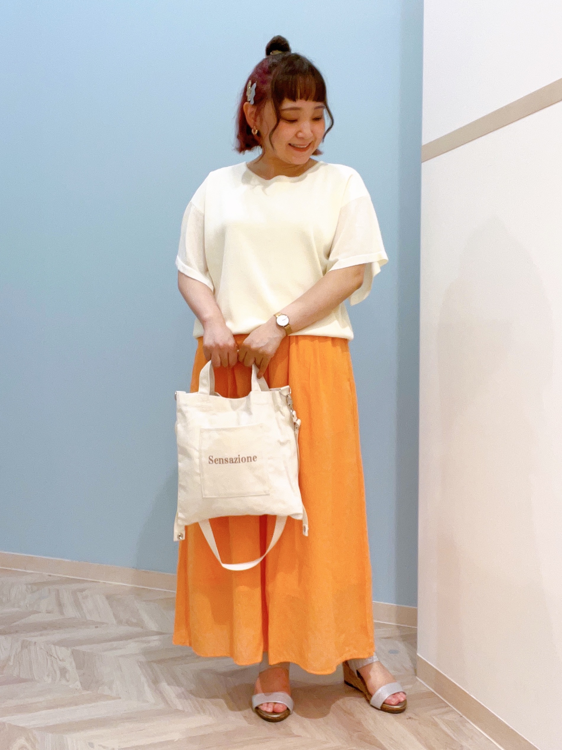 kitaさんの「SHOO･LA･RUE｜【S-LL/ひんやり/洗濯機可】インせず着られる ひらり袖ニット」を使ったコーディネート