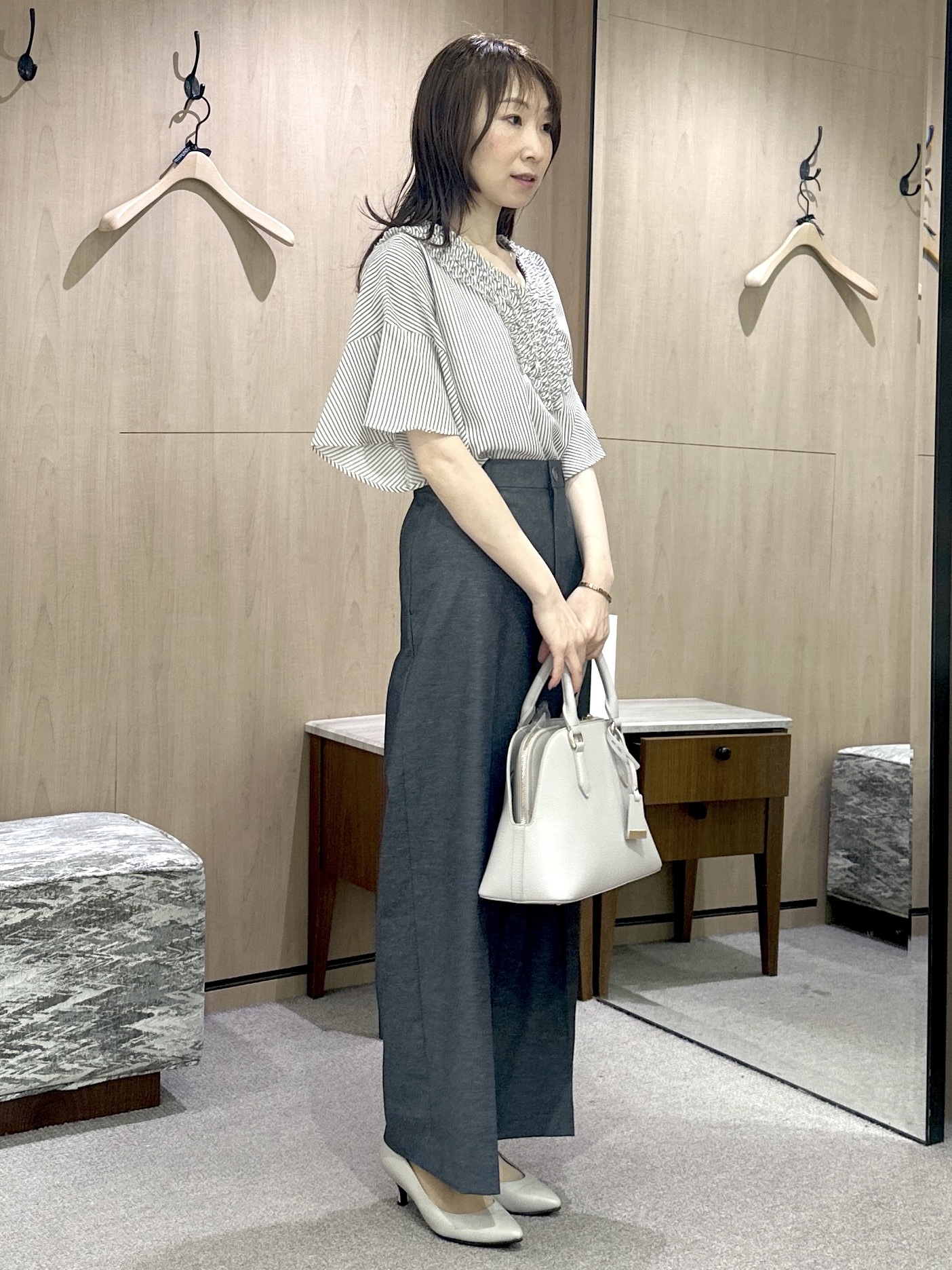 Miwaさんの「UNTITLED｜【シワになりにくい/セットアップ可/接触冷感】ハーフスリーブジャケット」を使ったコーディネート