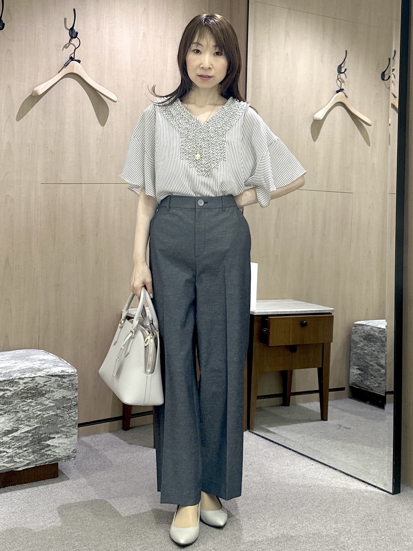 Miwaさんの「UNTITLED｜【シワになりにくい/セットアップ可/接触冷感】ハーフスリーブジャケット」を使ったコーディネート
