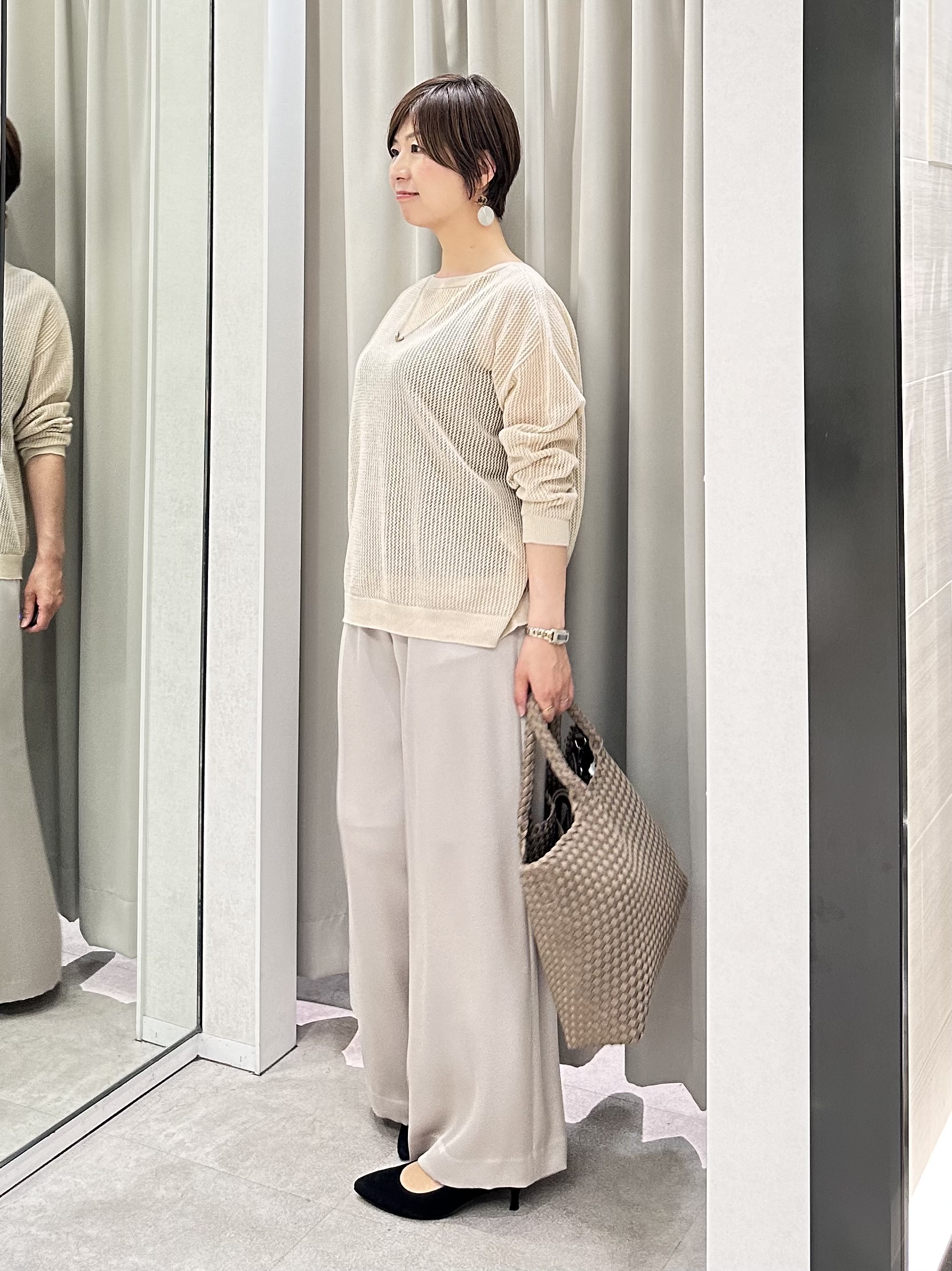 みなこさんの「UNTITLED｜シアーメッシュニット」を使ったコーディネート