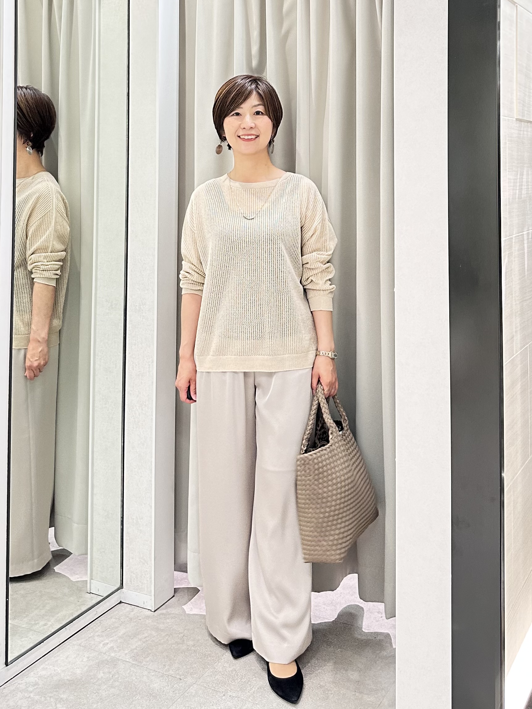 みなこさんの「UNTITLED｜シアーメッシュニット」を使ったコーディネート