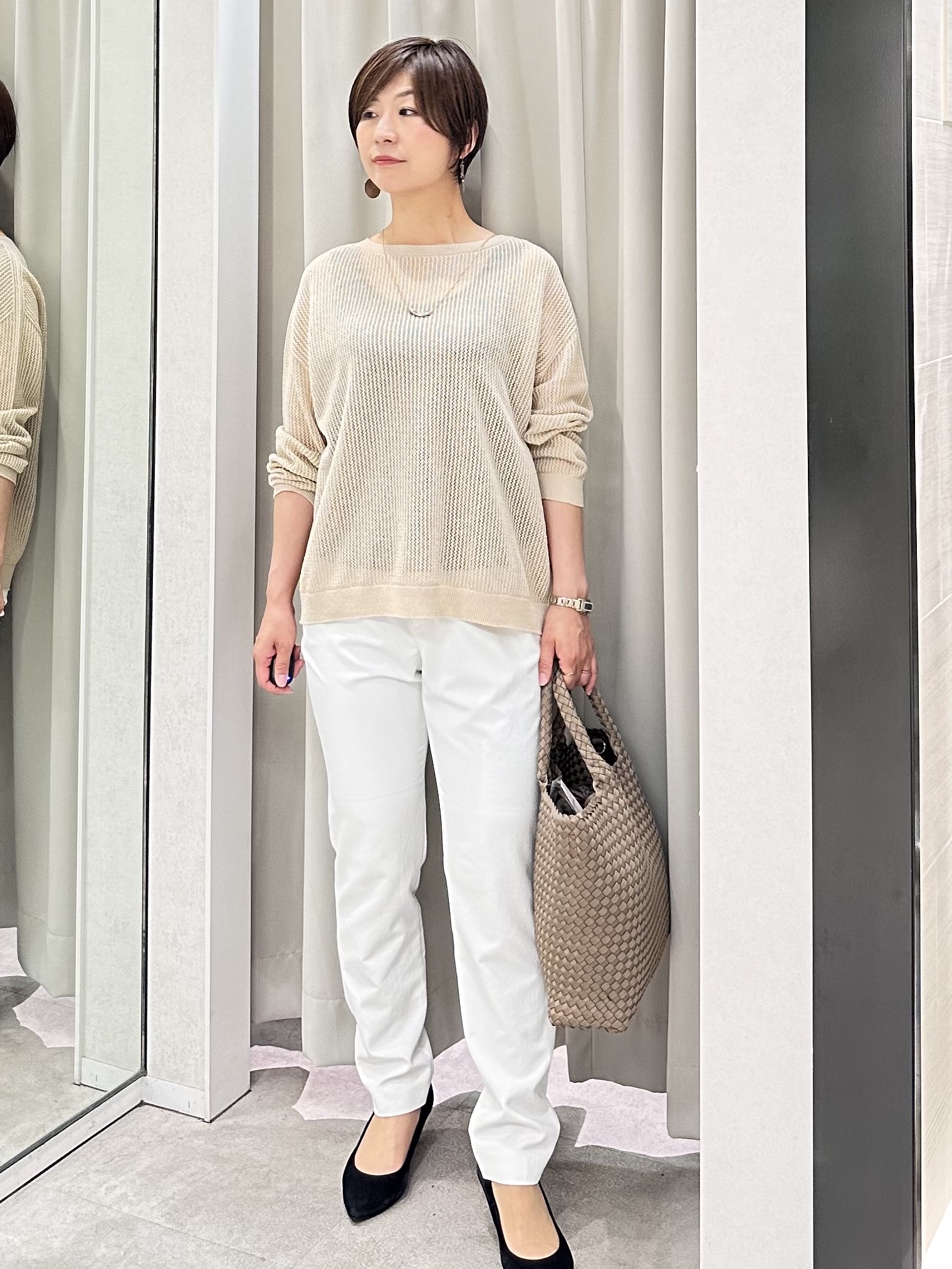 みなこさんの「UNTITLED｜シアーメッシュニット」を使ったコーディネート