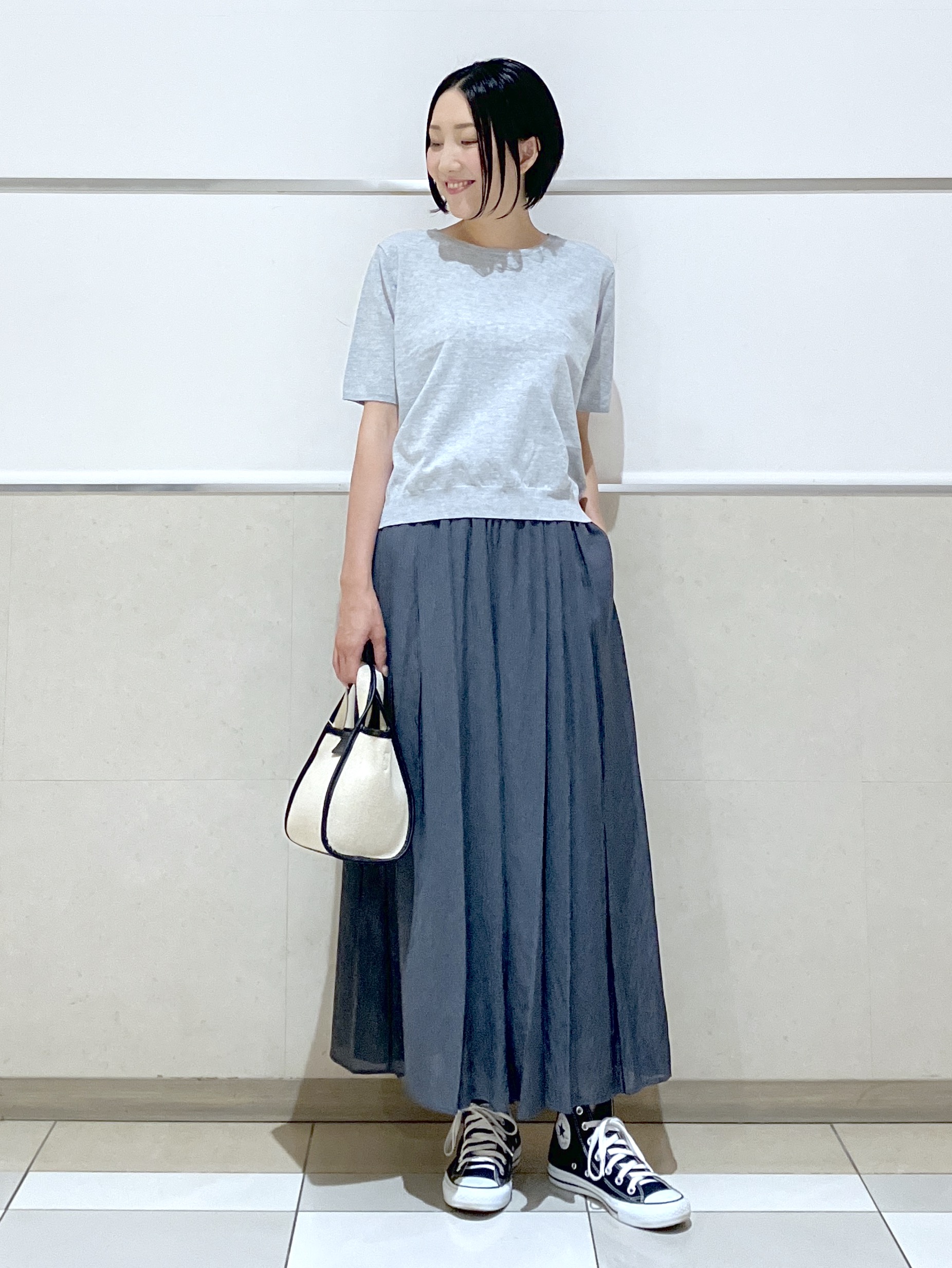 eriko さんの「Dessin｜【9色展開/接触冷感/UVカット】ドライタッチサマーニットT」を使ったコーディネート