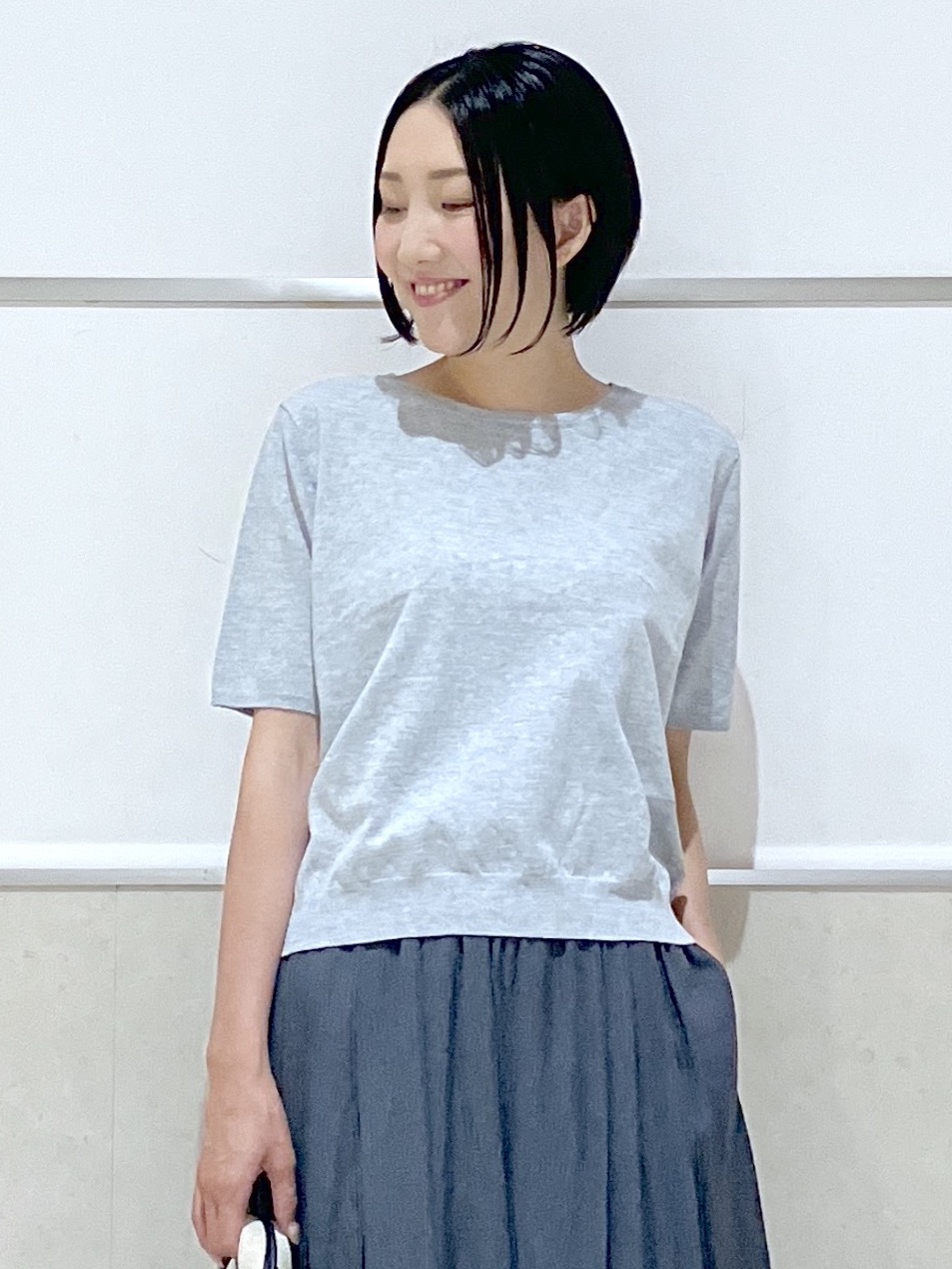 eriko さんの「Dessin｜【9色展開/接触冷感/UVカット】ドライタッチサマーニットT」を使ったコーディネート